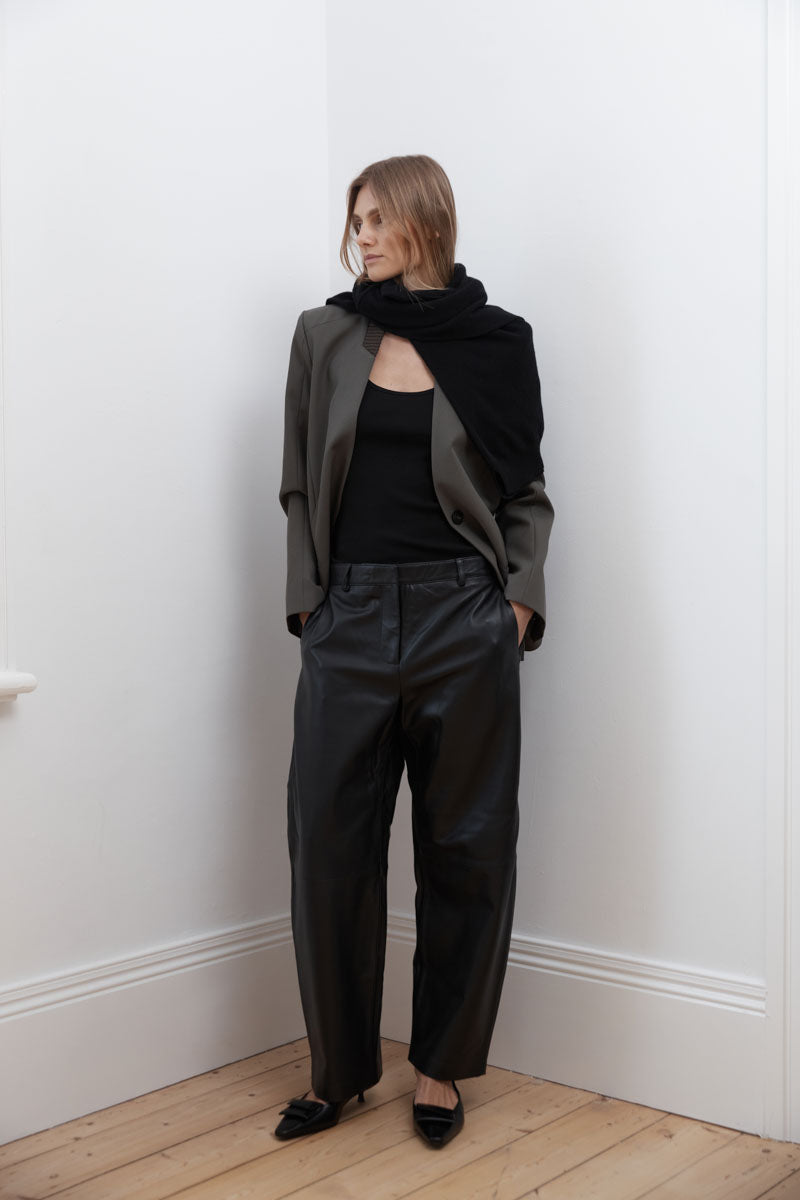 Leather Balloon Pants - Black