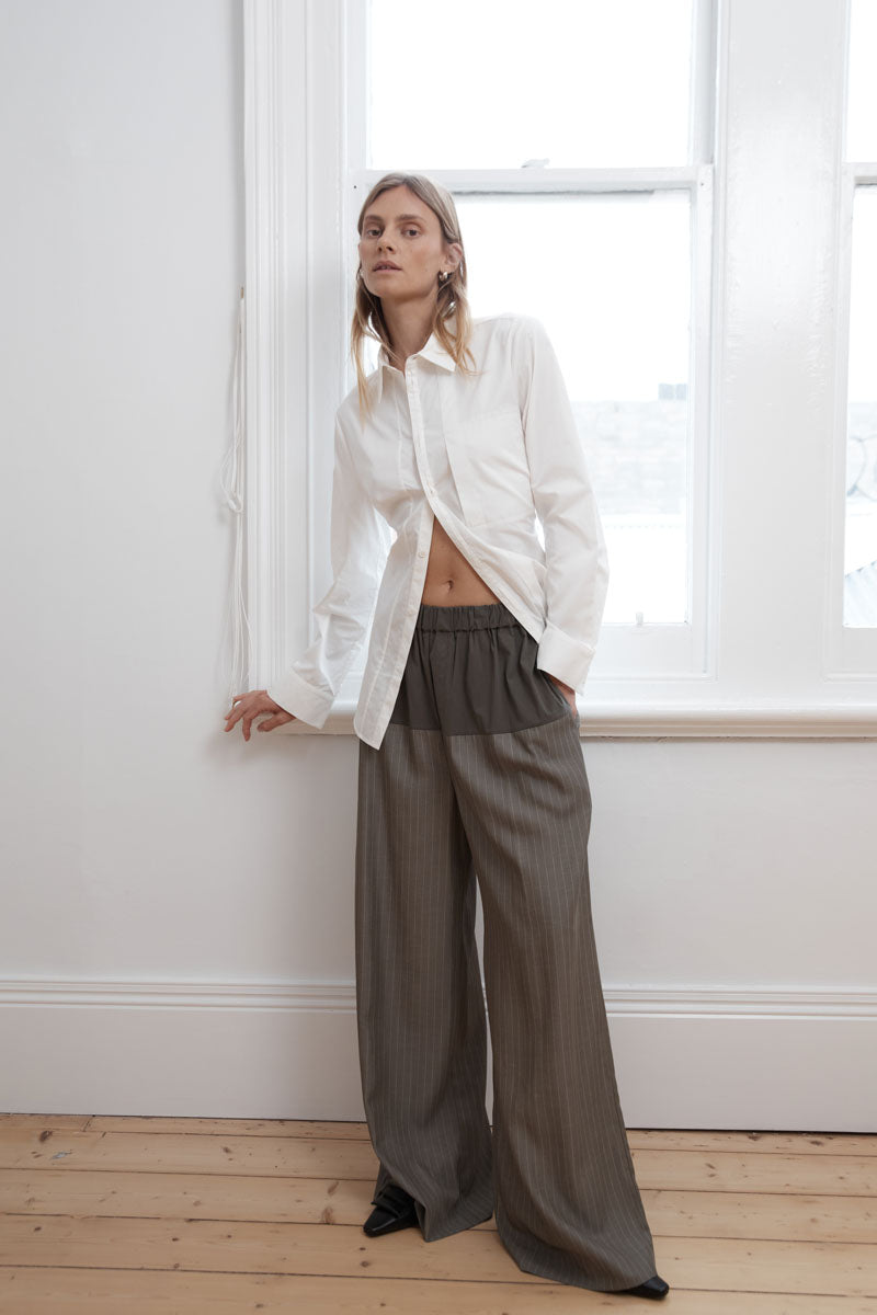 Relaxed Splice Pants - Khaki Pinstripe