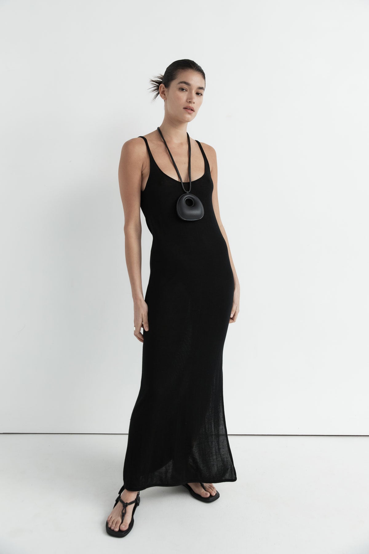 Cowl Back Cami Dress - Black
