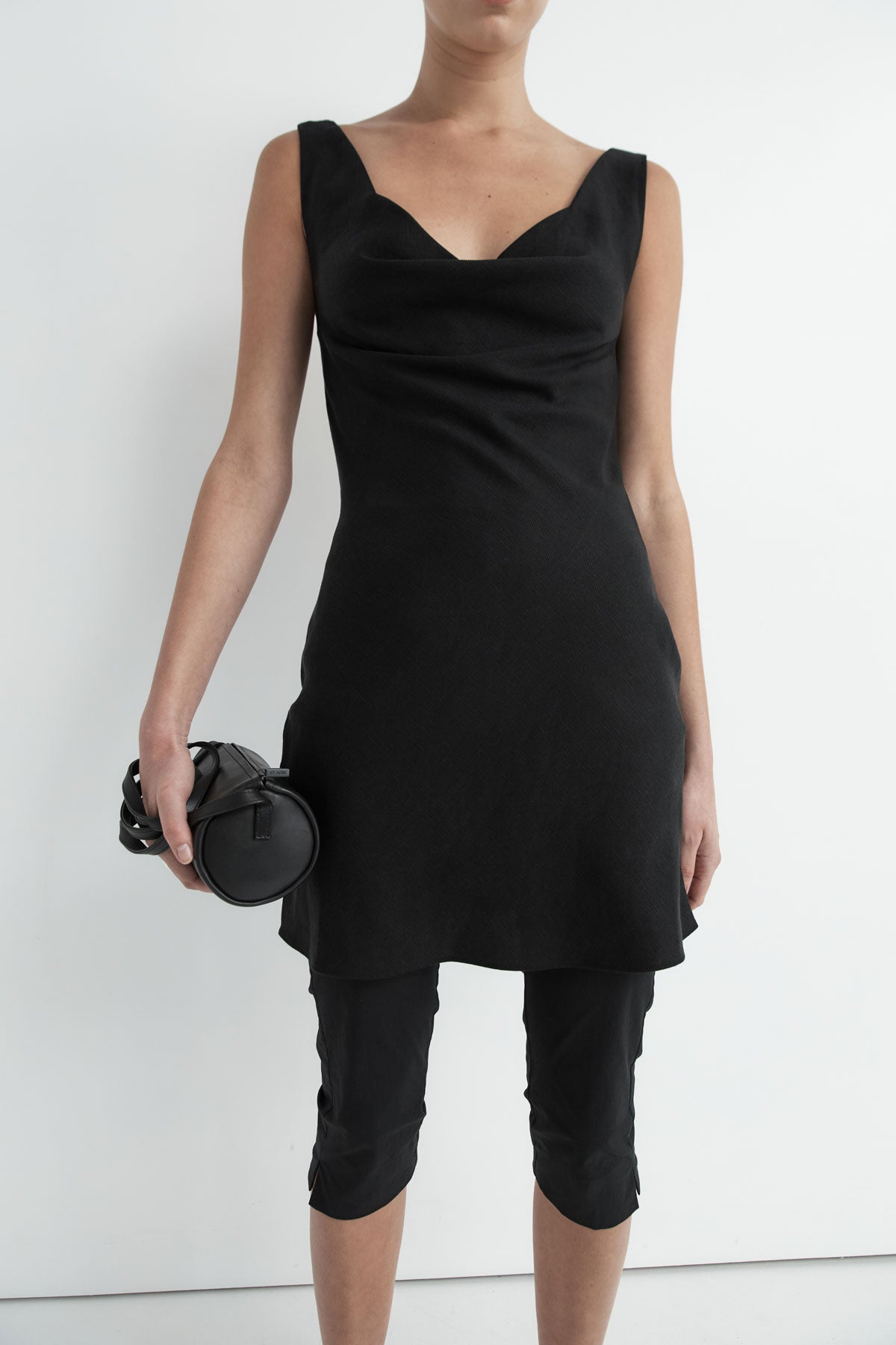 Double Drape Mini Dress - Black