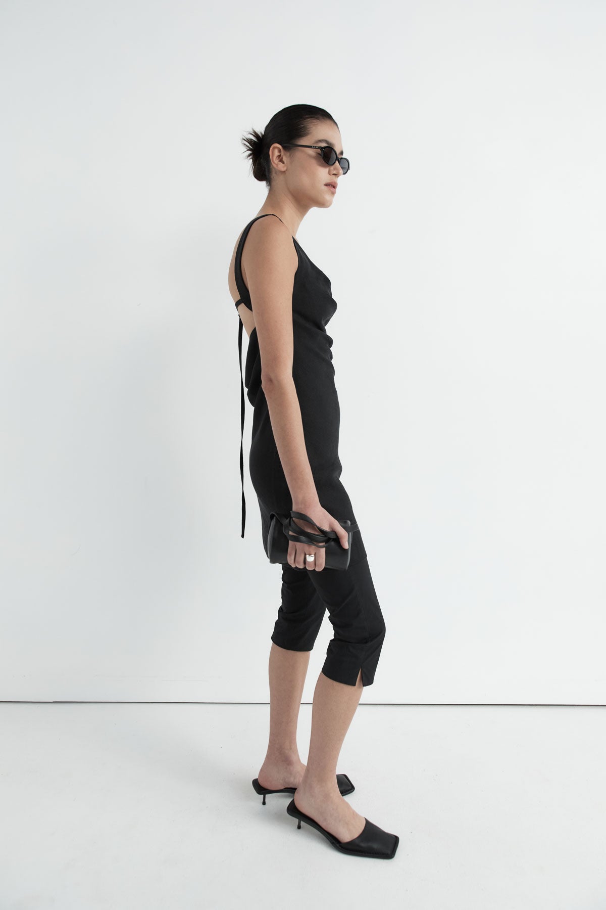 Double Drape Mini Dress - Black
