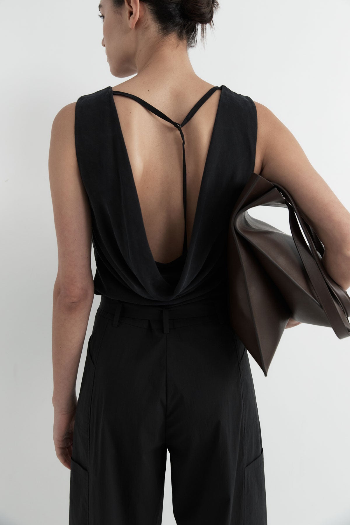 Draped Cowl Top - Black