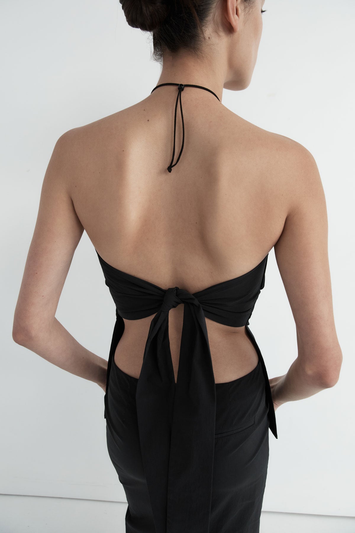 Strapless Tie Back Top - Black