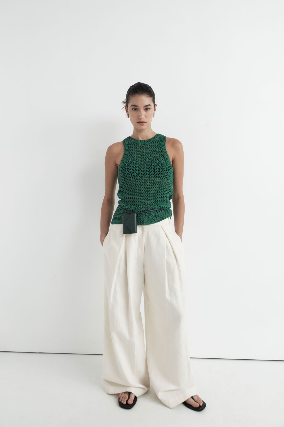 Cotton Crochet Tank - Verde
