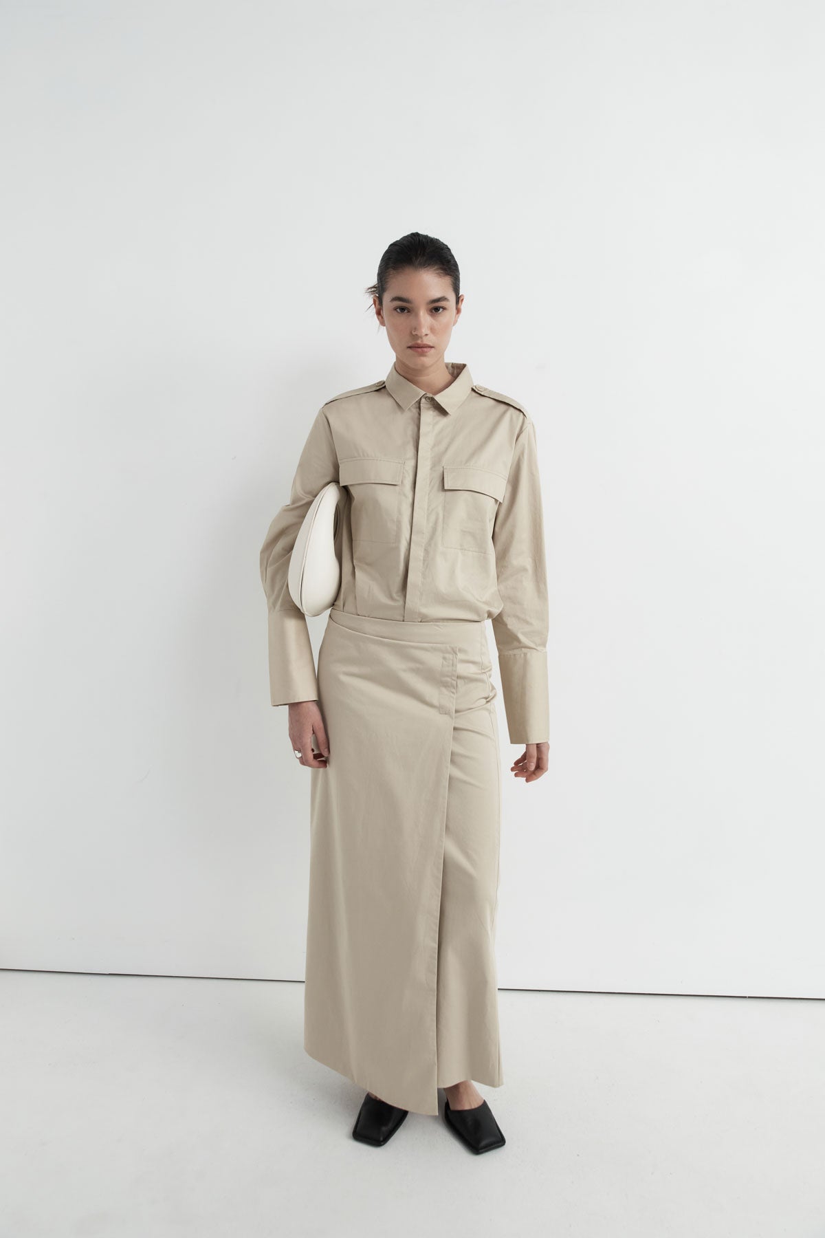 Column Wrap Skirt - Champagne