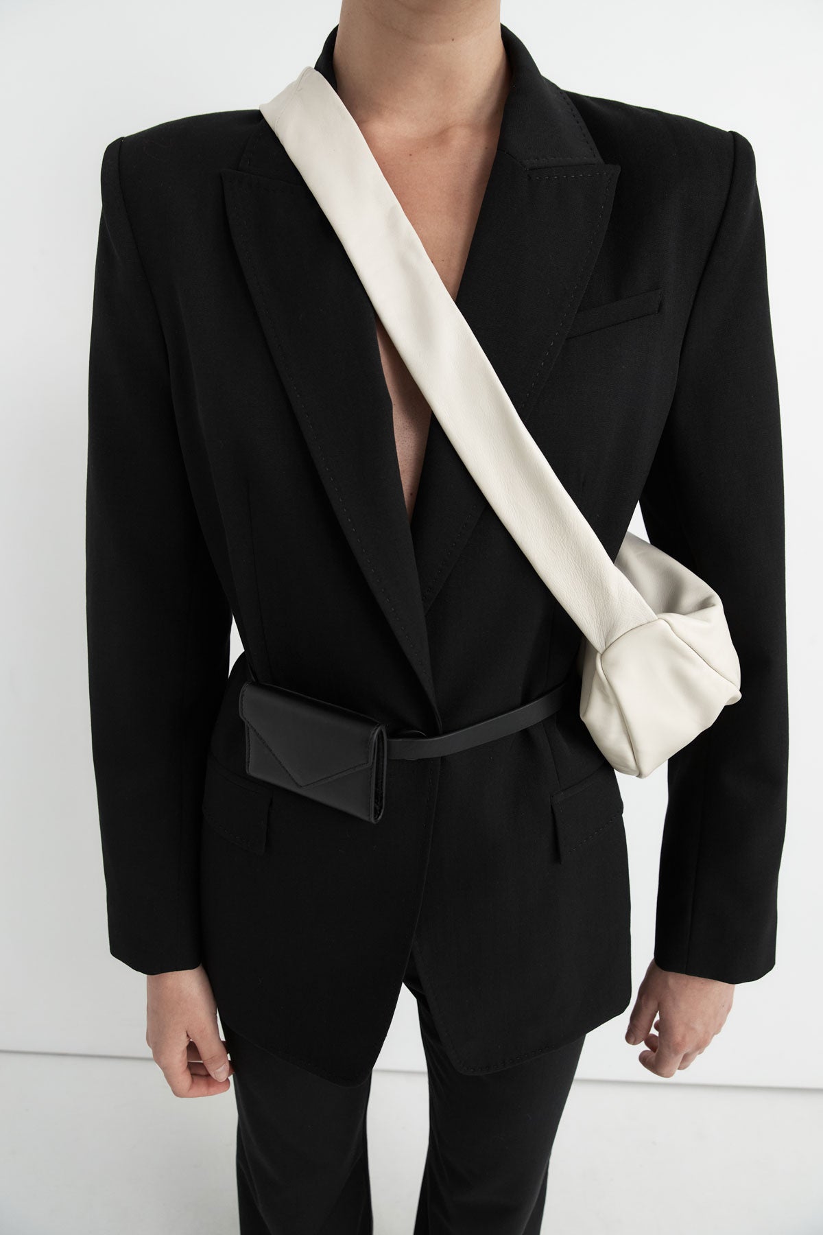 Slim Cut Out Blazer - Black