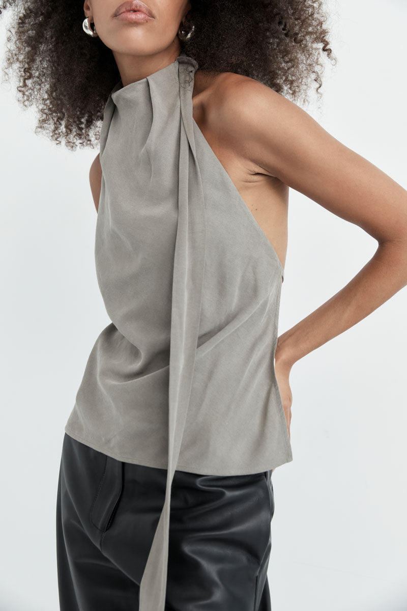 Bias Scarf Top - Slate