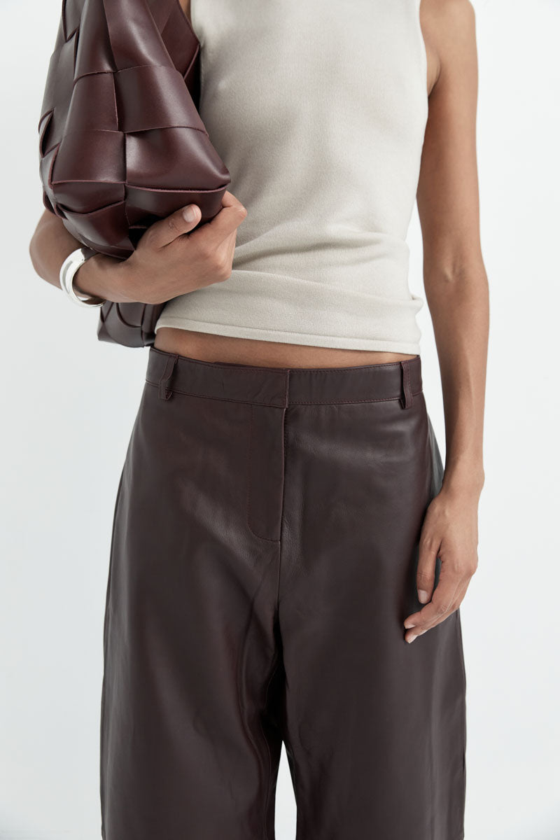 Leather Balloon Pants - Bordeaux