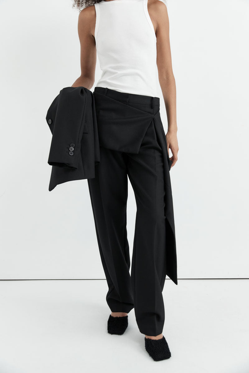 Tailored Pleat Pants - Black