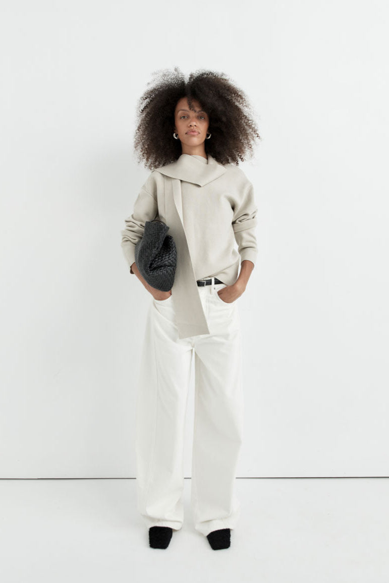 Milano Knit Scarf Jumper - Creme