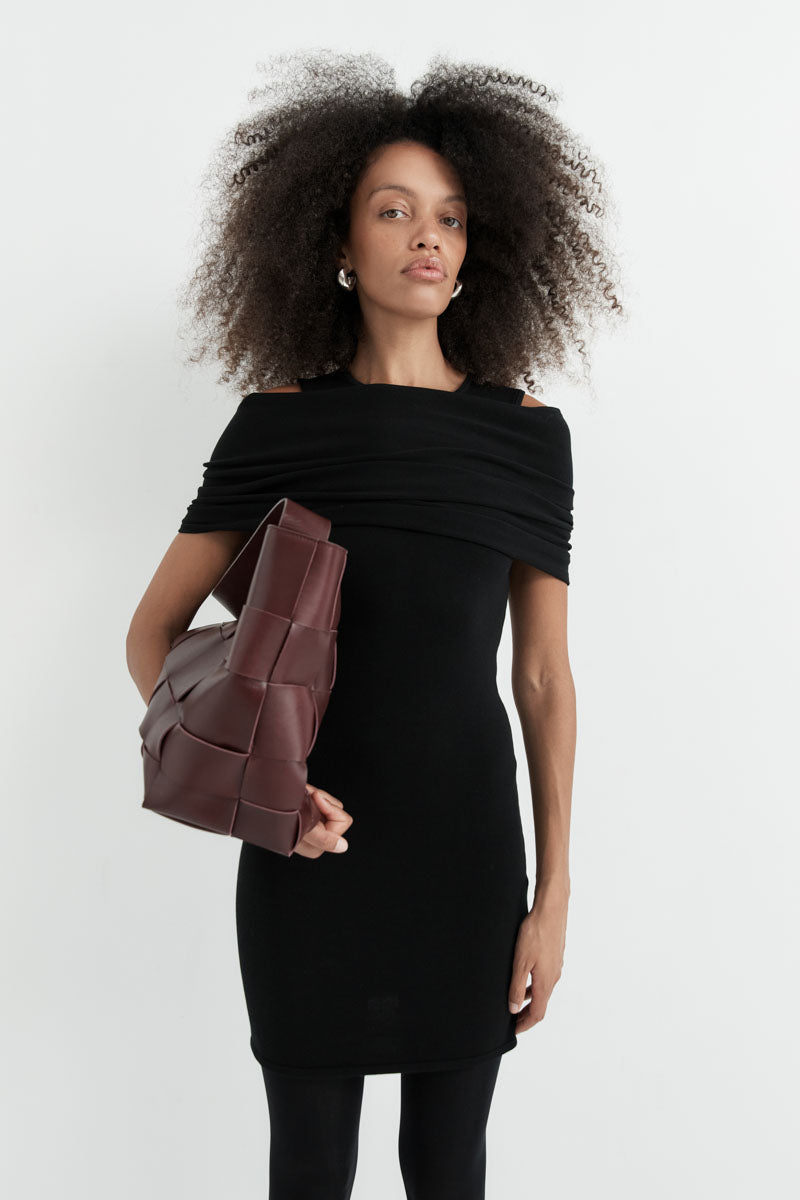 Detachable Layer Knit Dress - Black