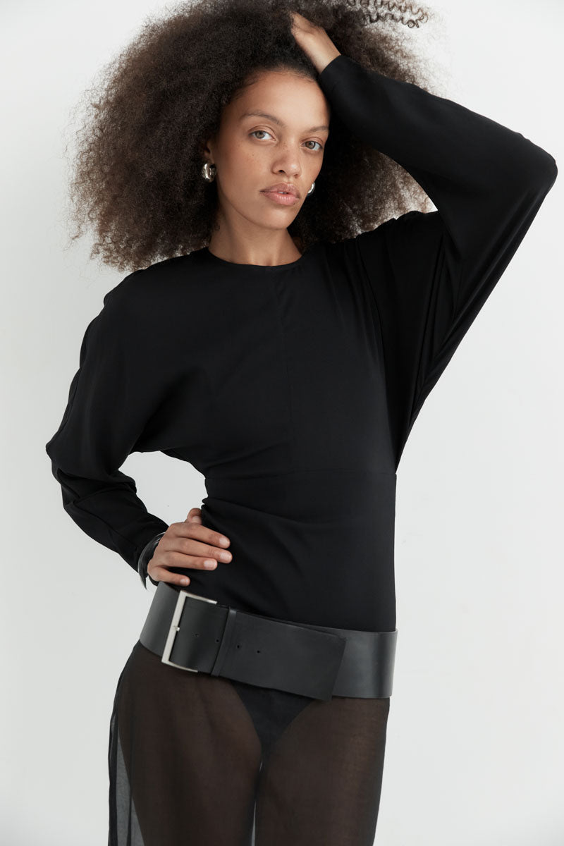 Dolman Sleeve Bodysuit - Black