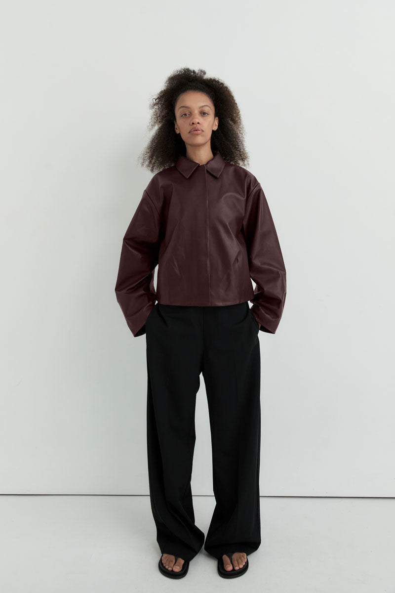 Cocoon Leather Jacket - Bordeaux