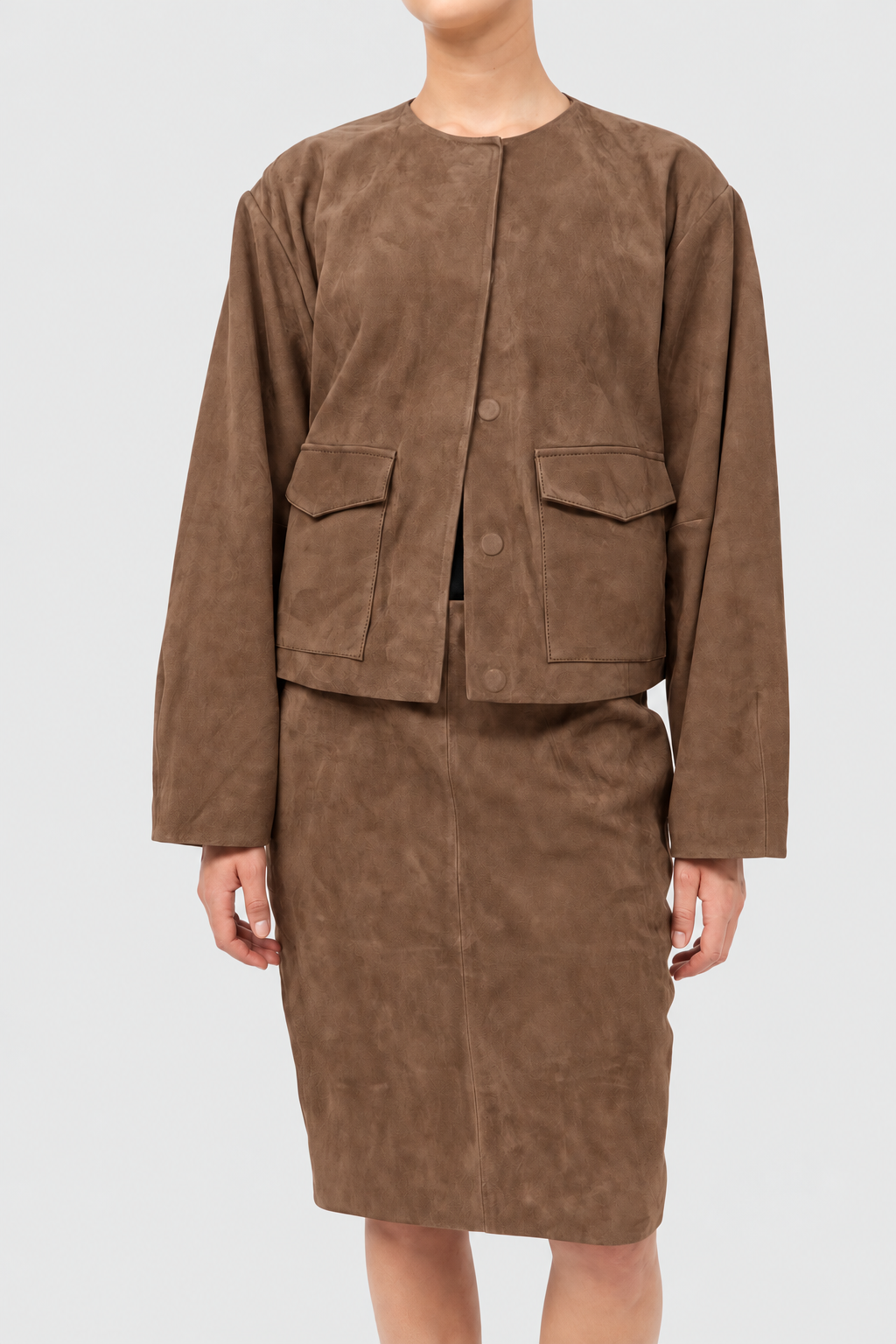 Suede Pencil Skirt - Toffee