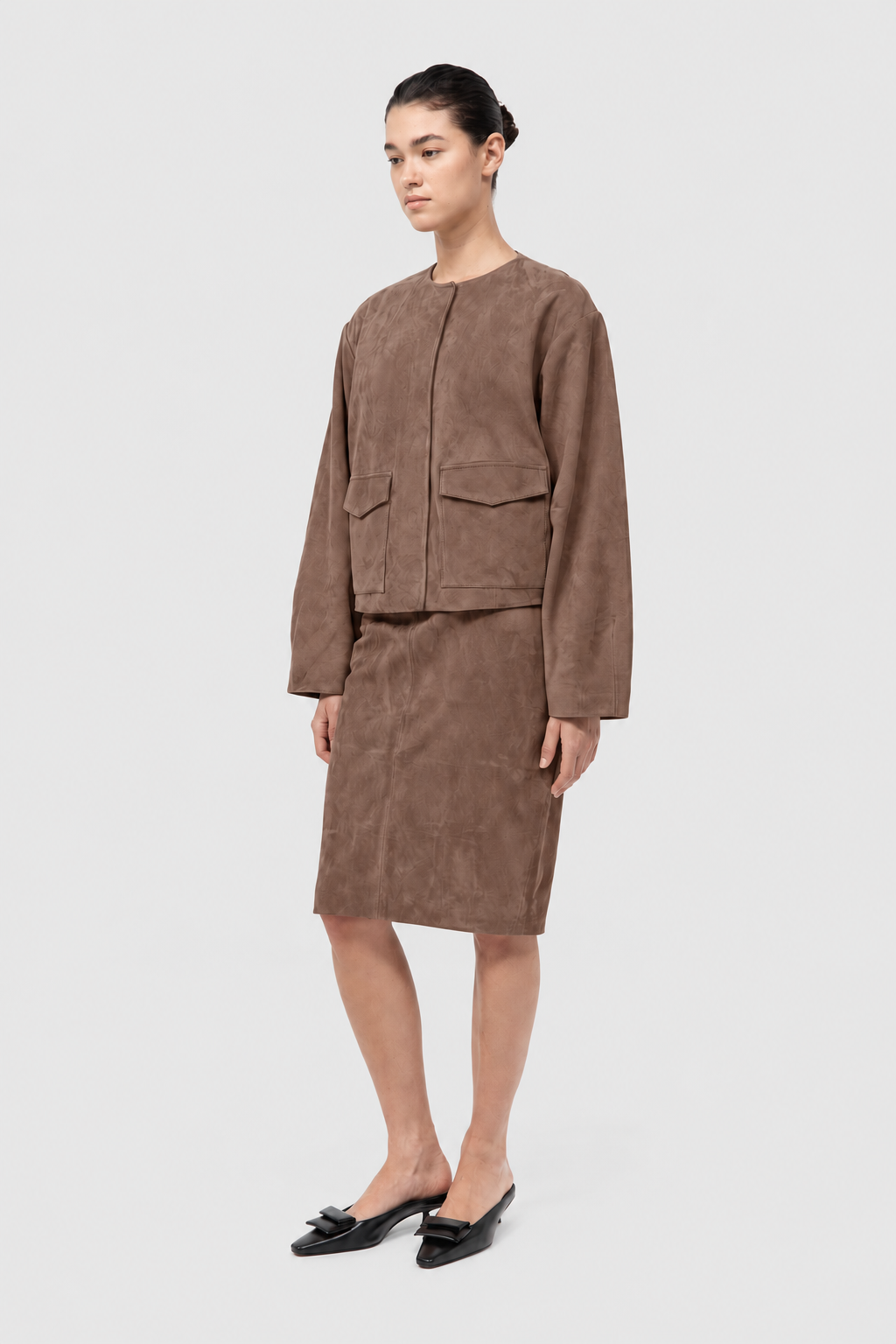 Suede Pencil Skirt - Toffee