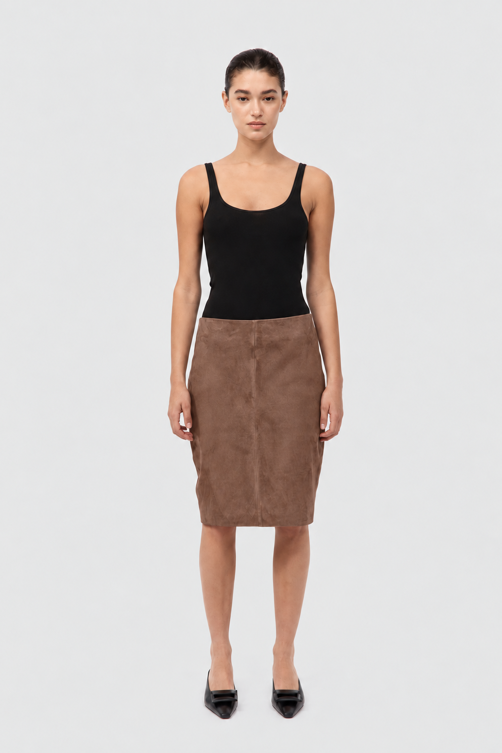 Suede Pencil Skirt - Toffee