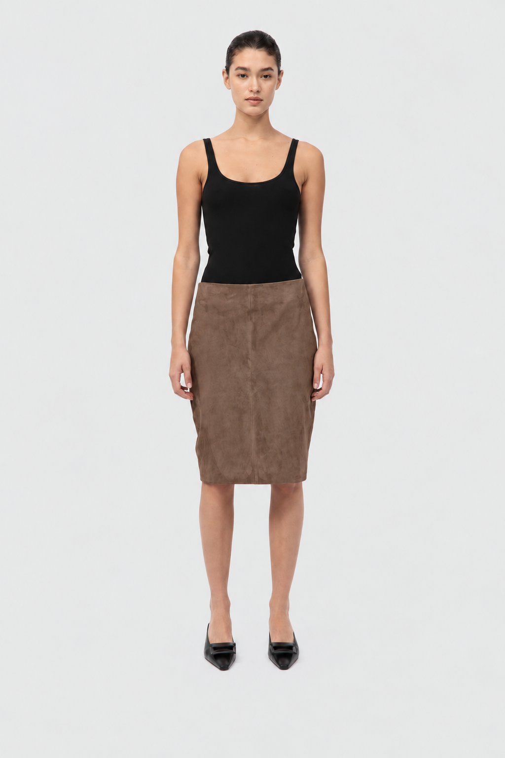 Suede Pencil Skirt - Toffee