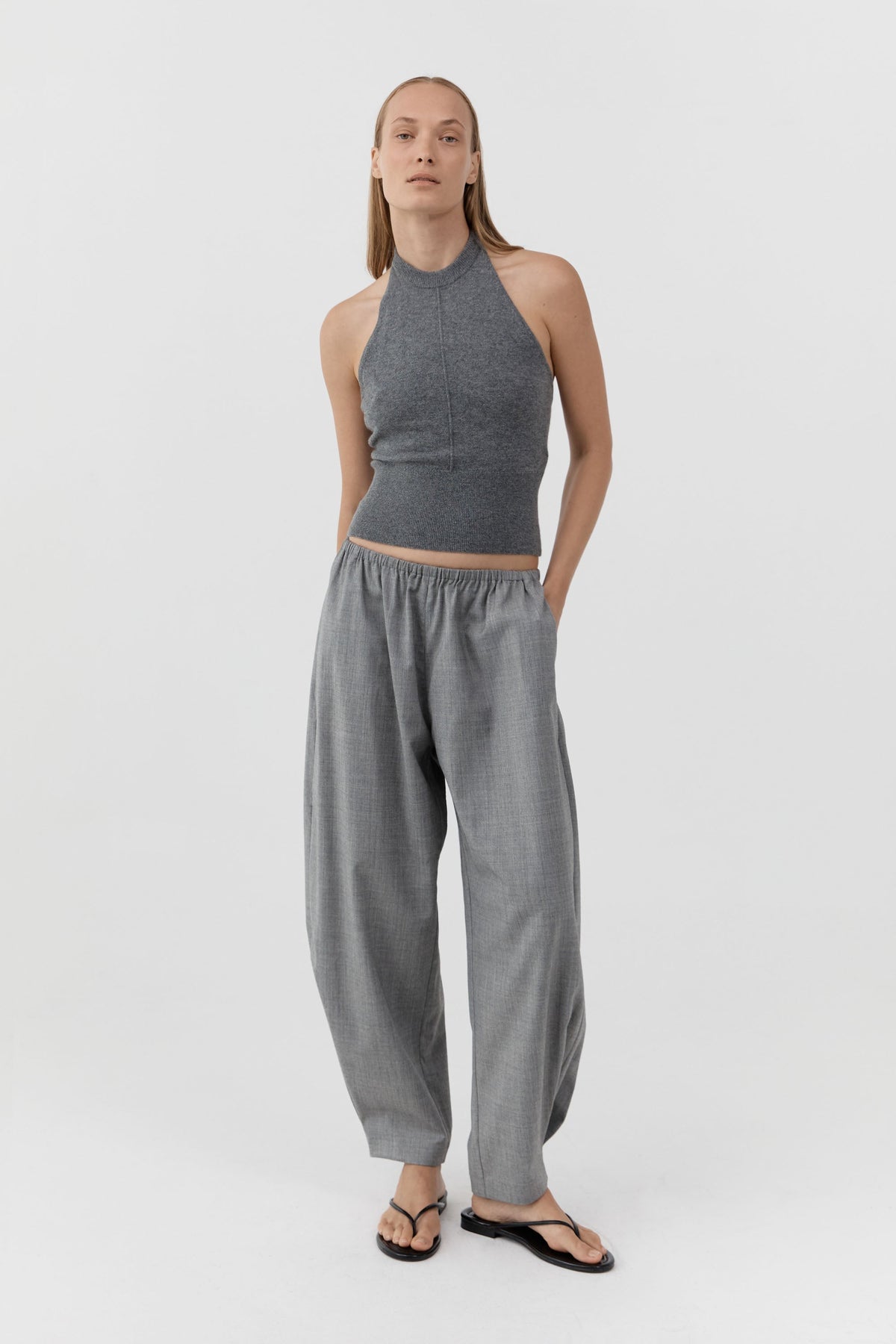 Cashmere Halter Top - Smoked Melange