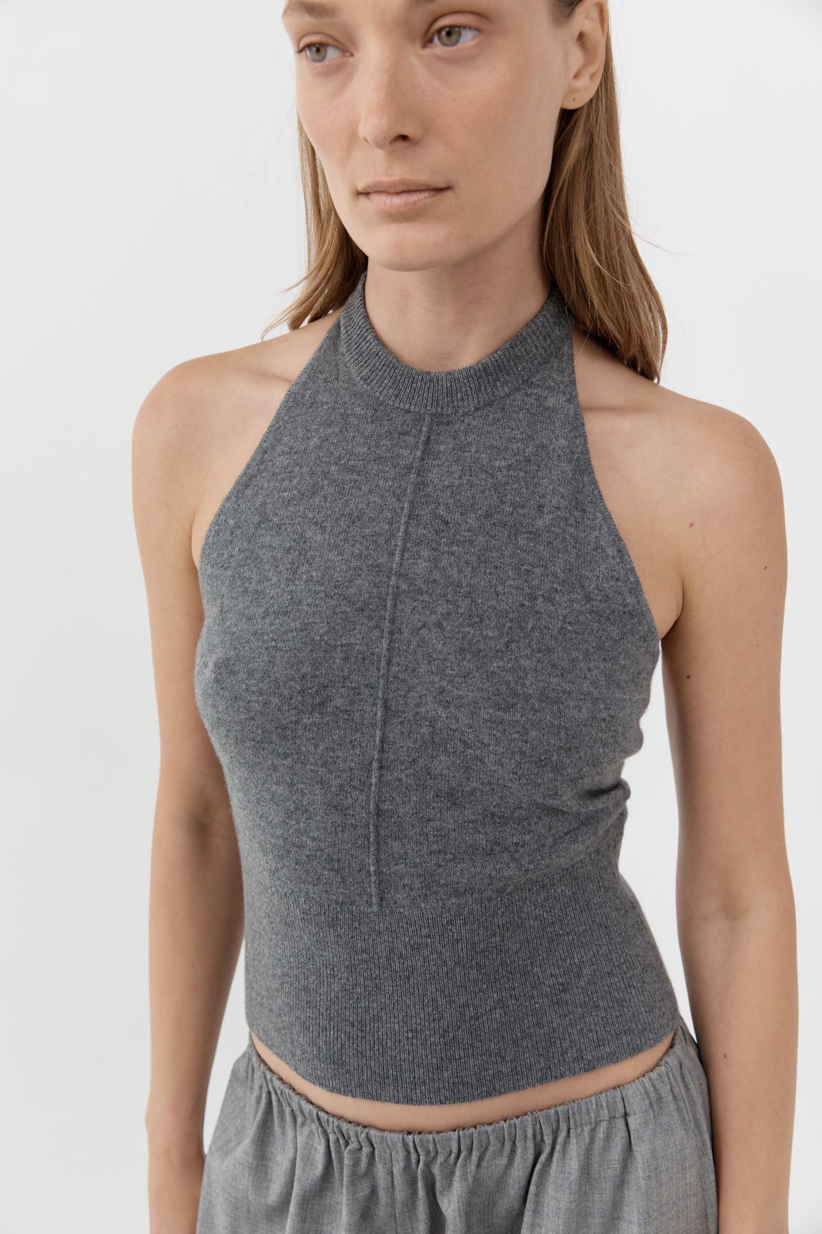 Cashmere Halter Top - Smoked Melange