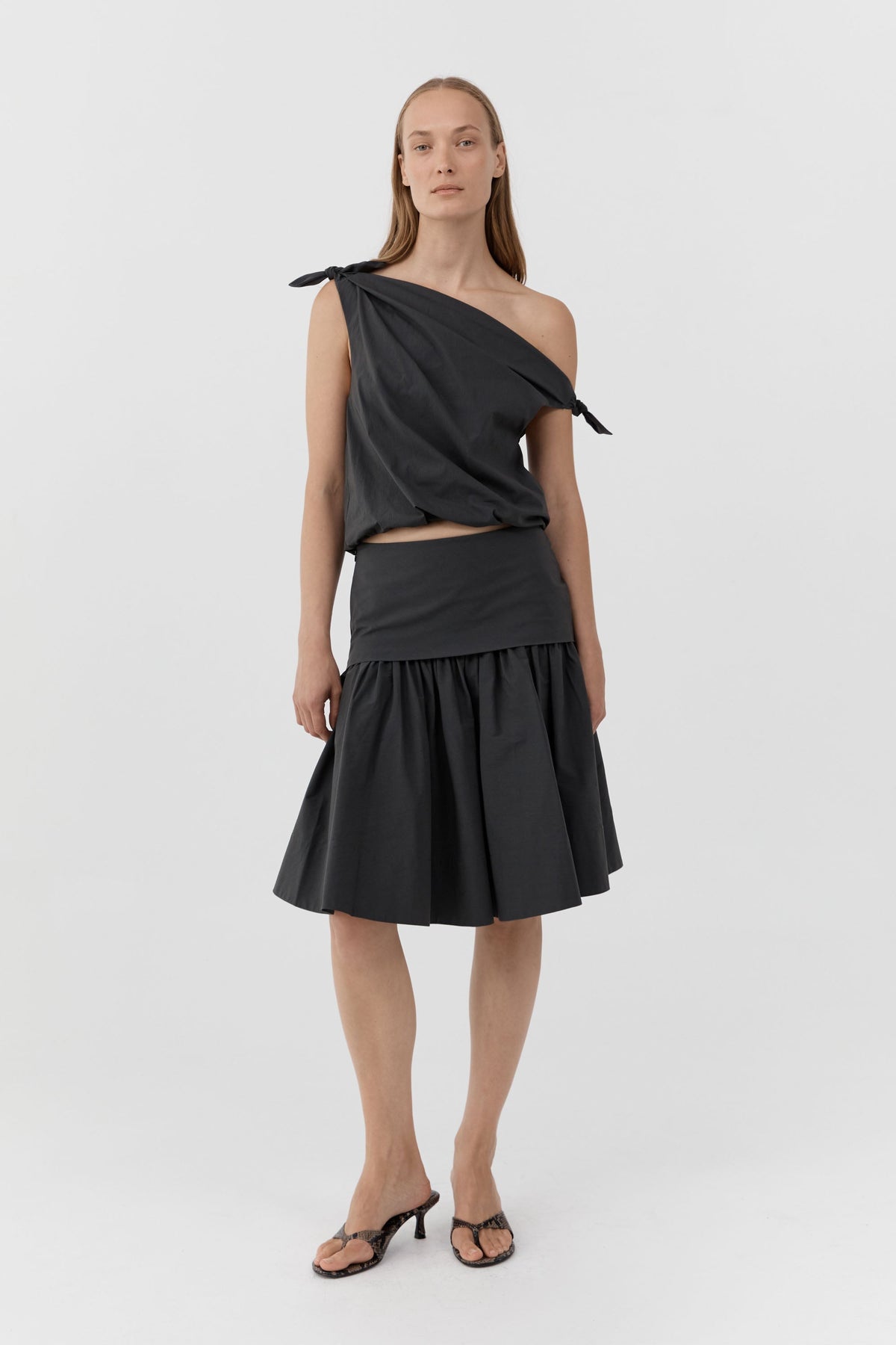 Circle Hem Gathered Skirt - Magnet
