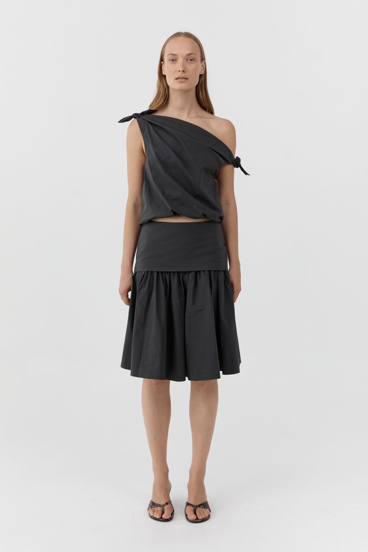 Circle Hem Gathered Skirt - Magnet