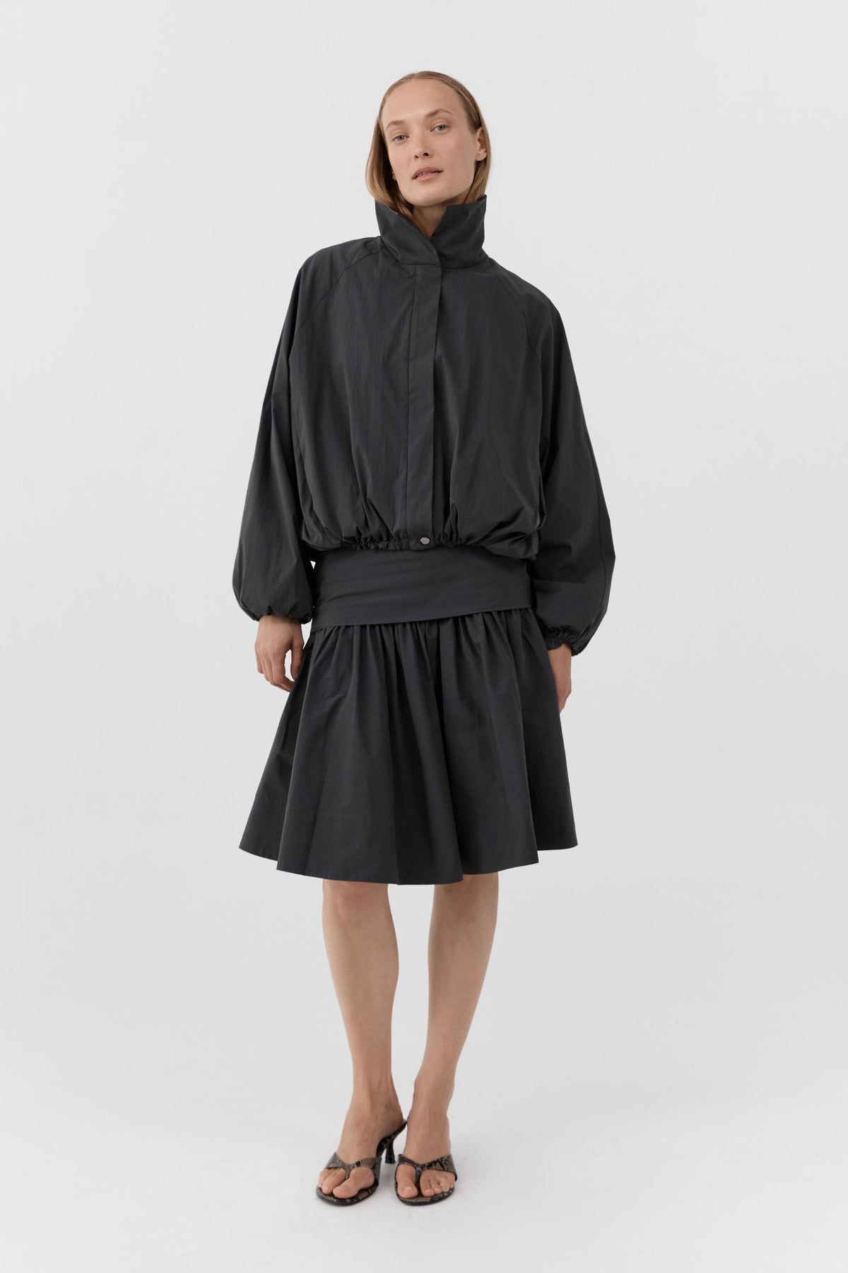 Circle Hem Gathered Skirt - Magnet