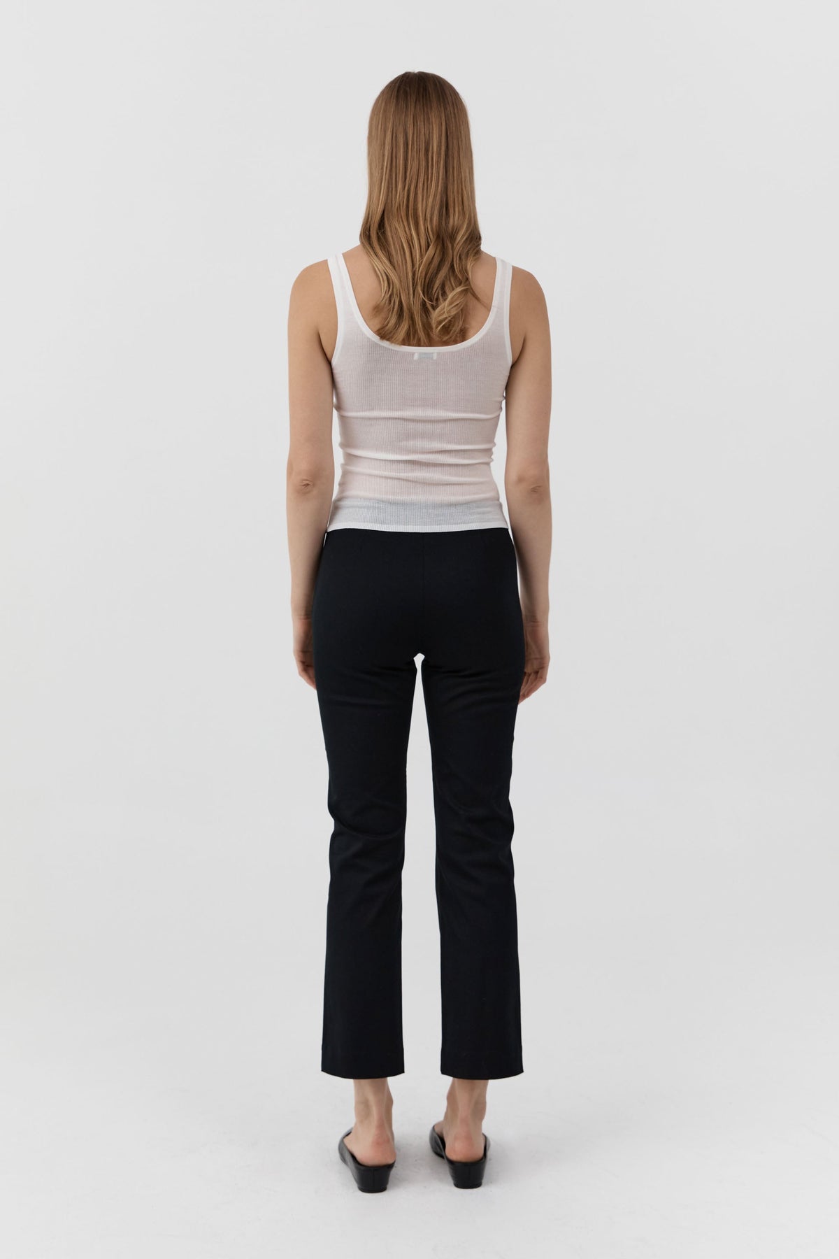 Compact Cotton Minimal Crop Pants - Black