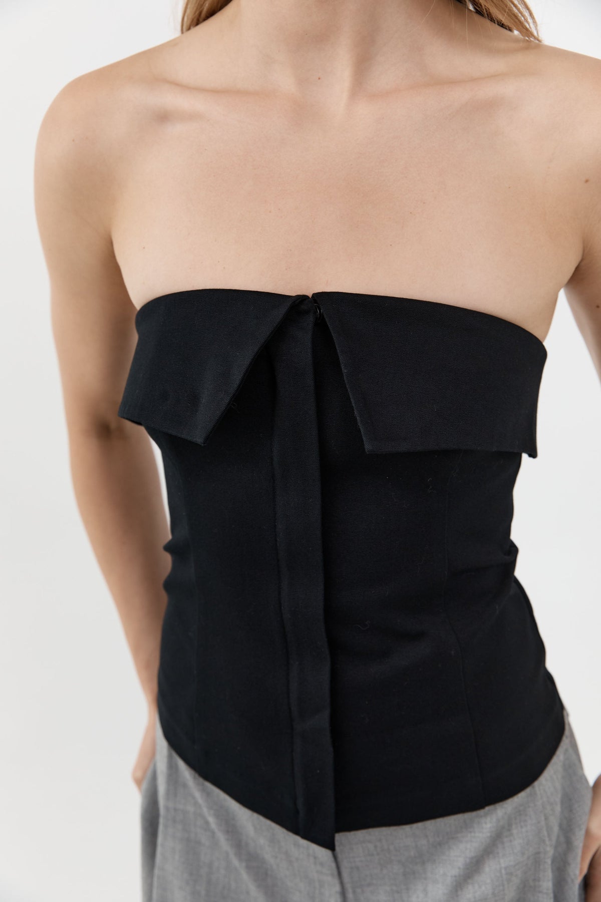 Compact Cotton Strapless Bodice - Black