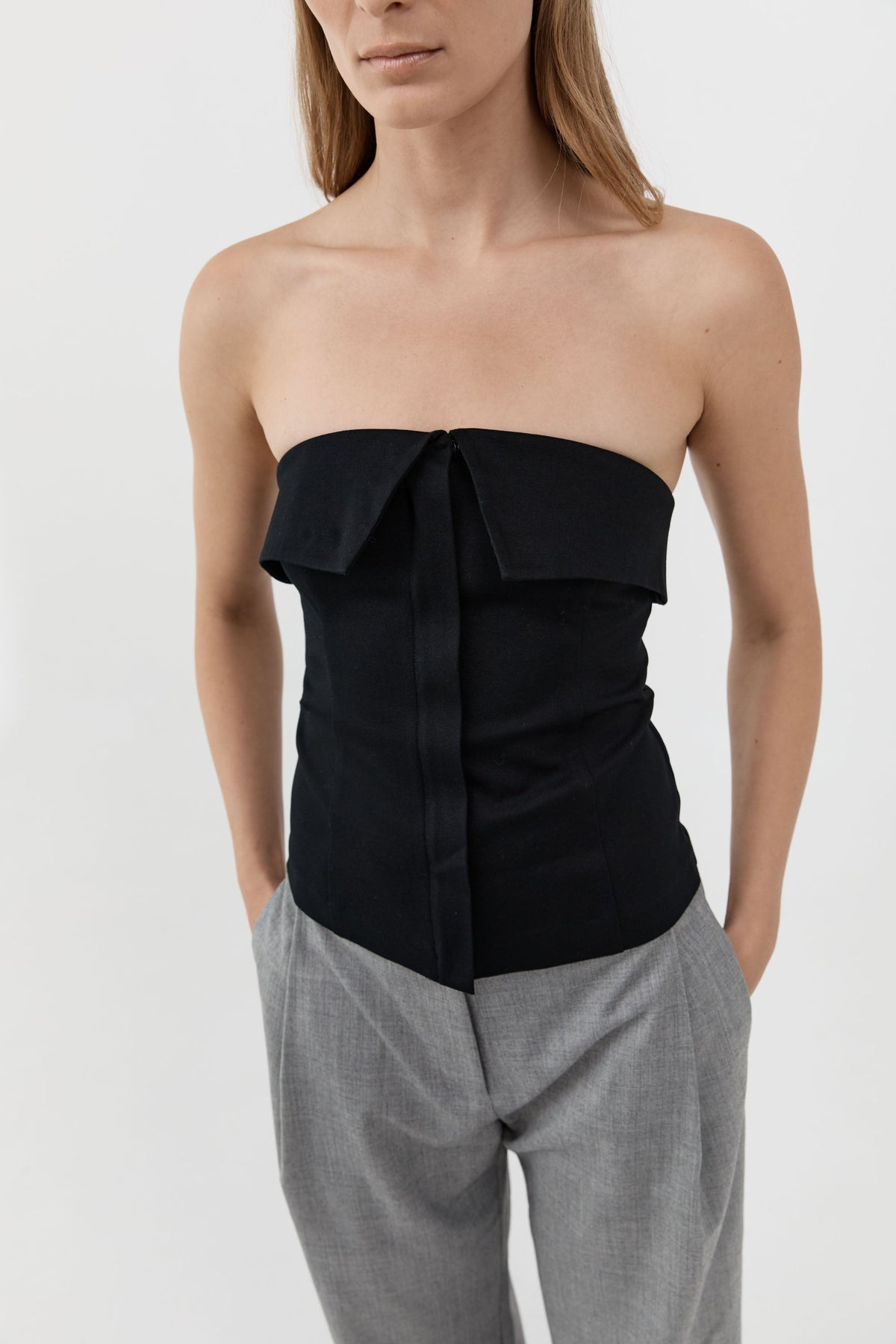 Compact Cotton Strapless Bodice - Black
