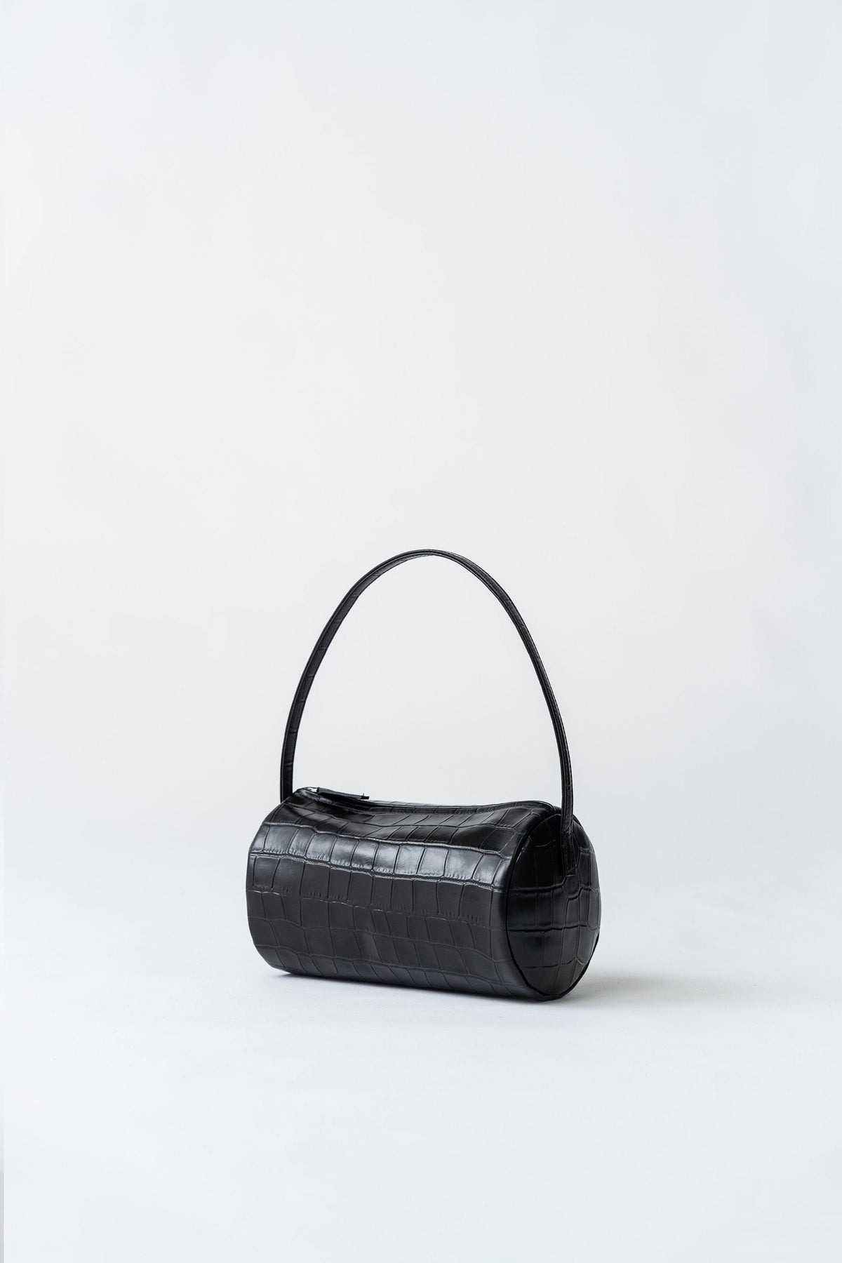 Connolo Shoulder Bag - Croc Embossed Black