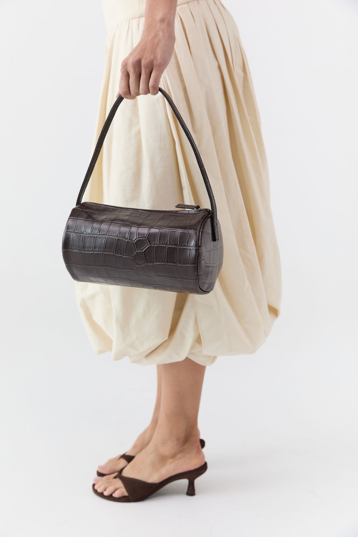 Connolo Shoulder Bag - Croc Embossed Coffee
