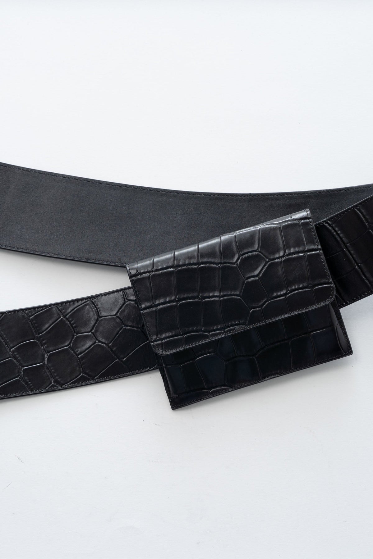 Croc Pocket Belt - Croc Embossed Black