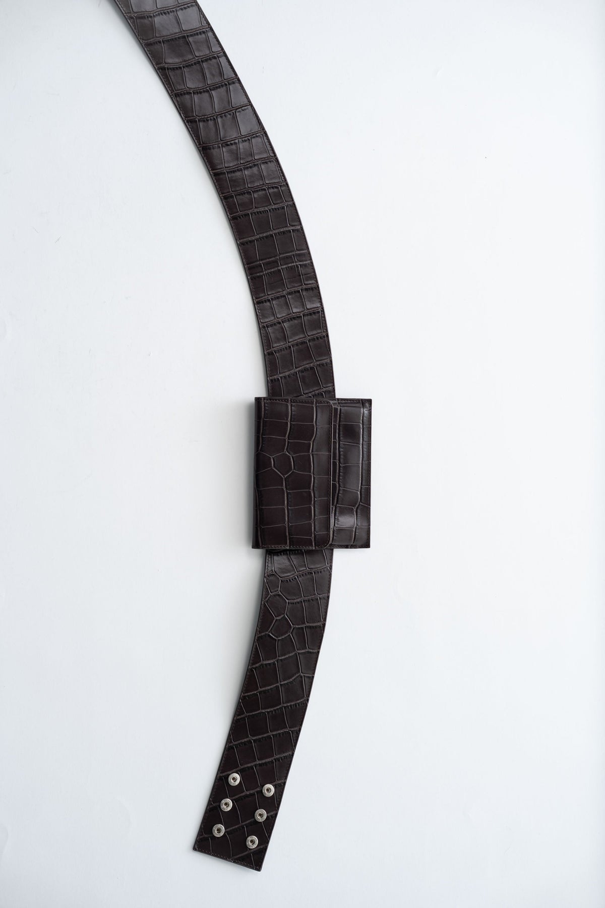 Croc Pocket Belt - Croc Embossed Coffee