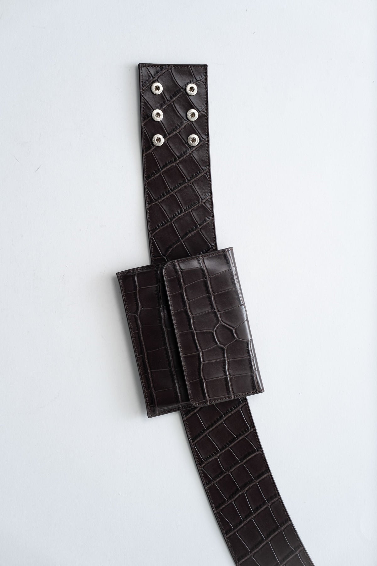 Croc Pocket Belt - Croc Embossed Coffee