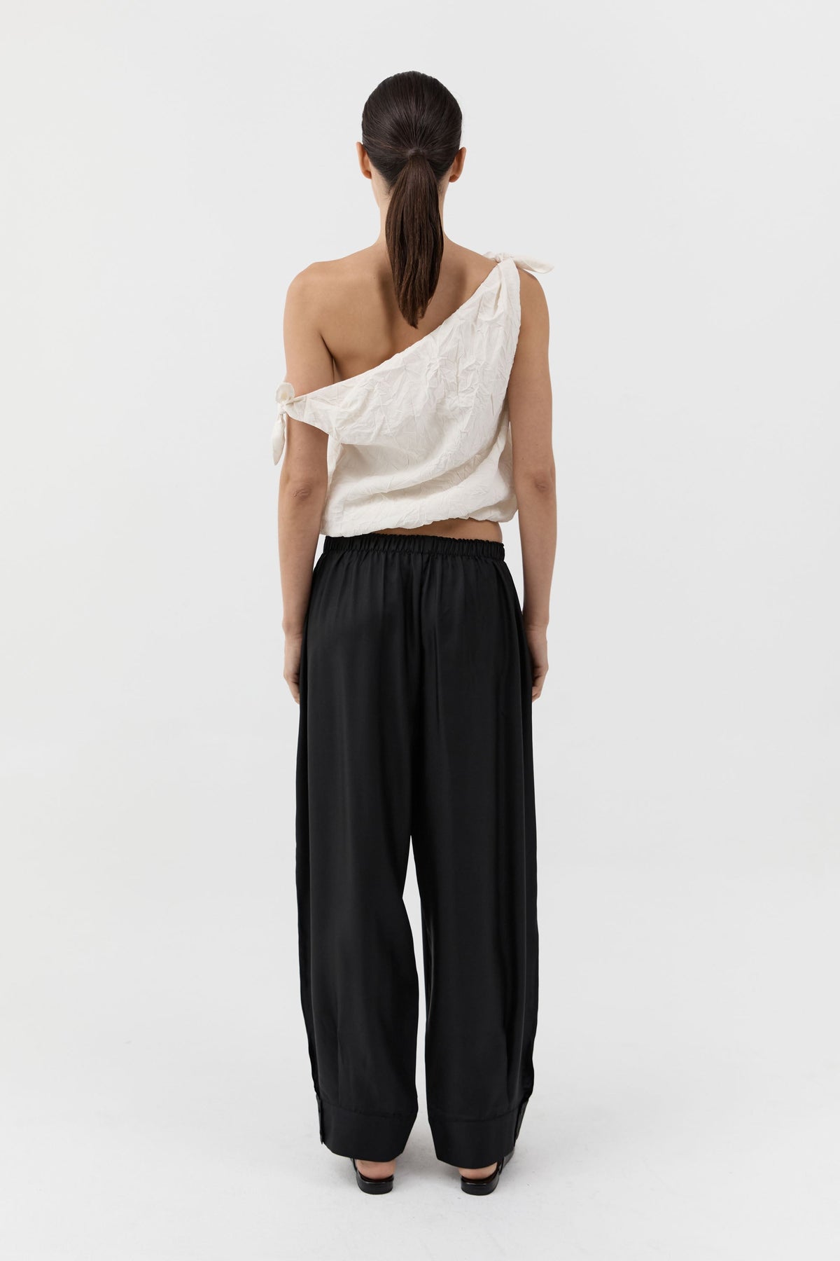 Crushed Silk Asymm Bow Top - Talco