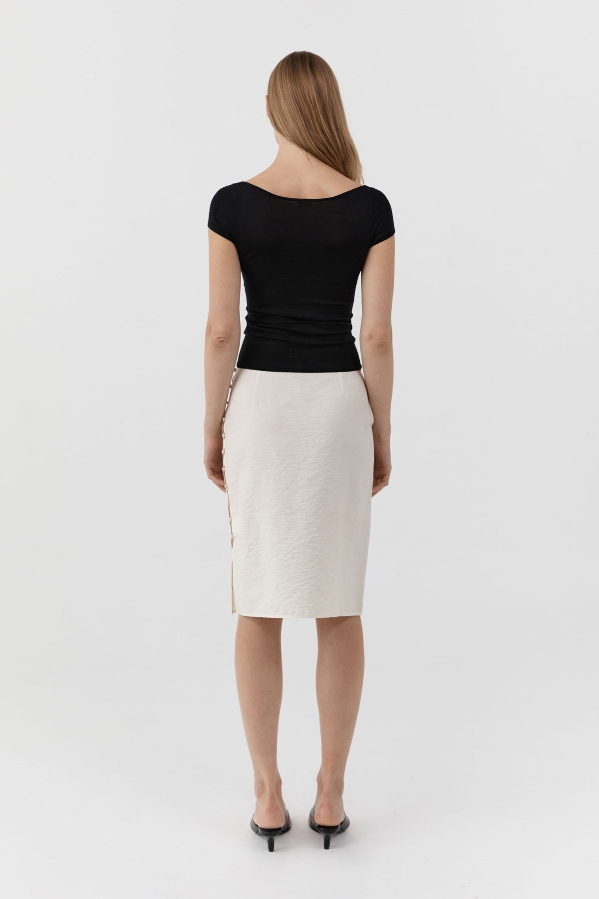 Deep V Knit Tee - Black