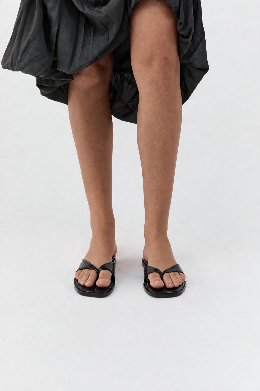 Everyday Thong - Croc Embossed Black