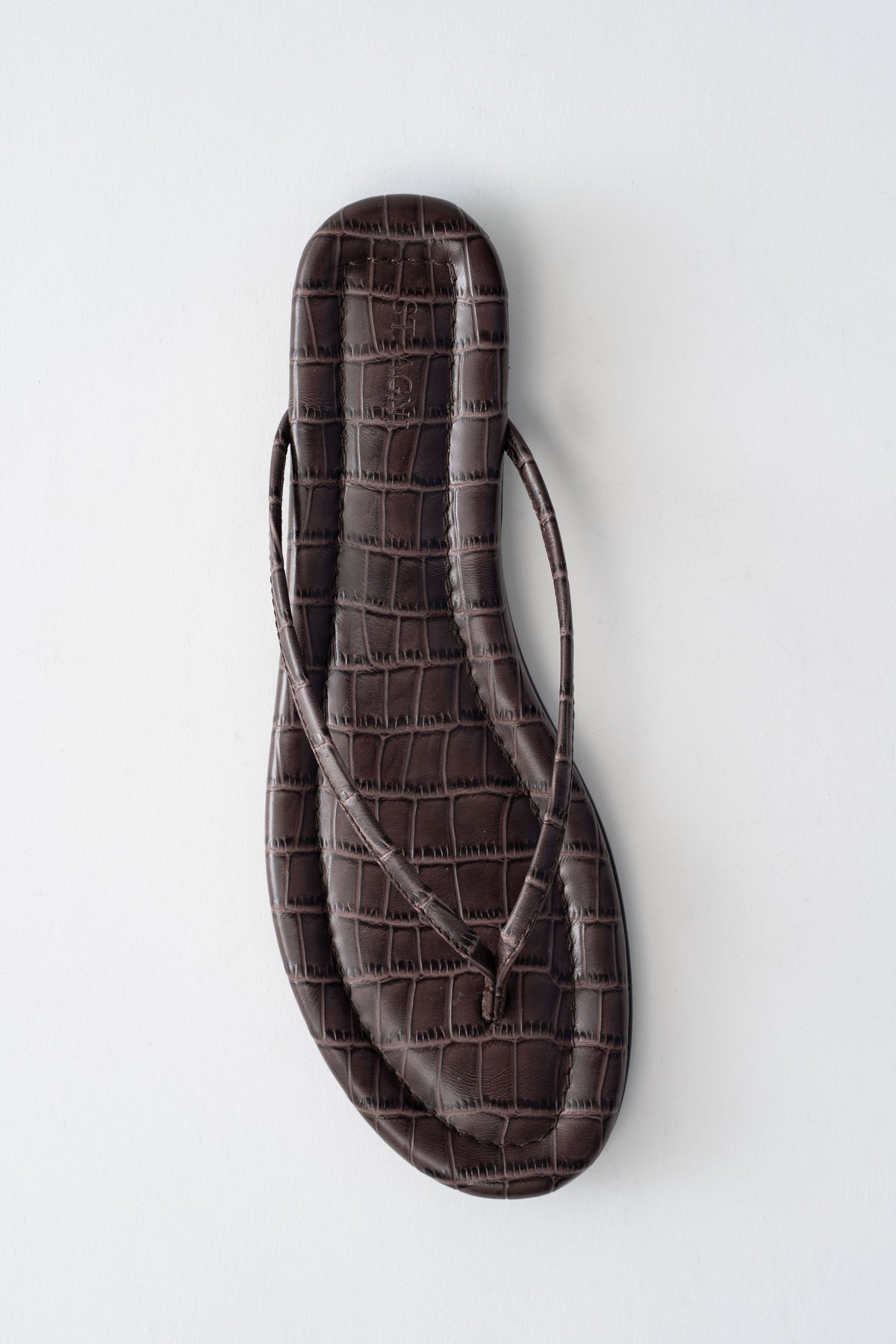 Fine Flip Flop - Croc Embossed Coffee