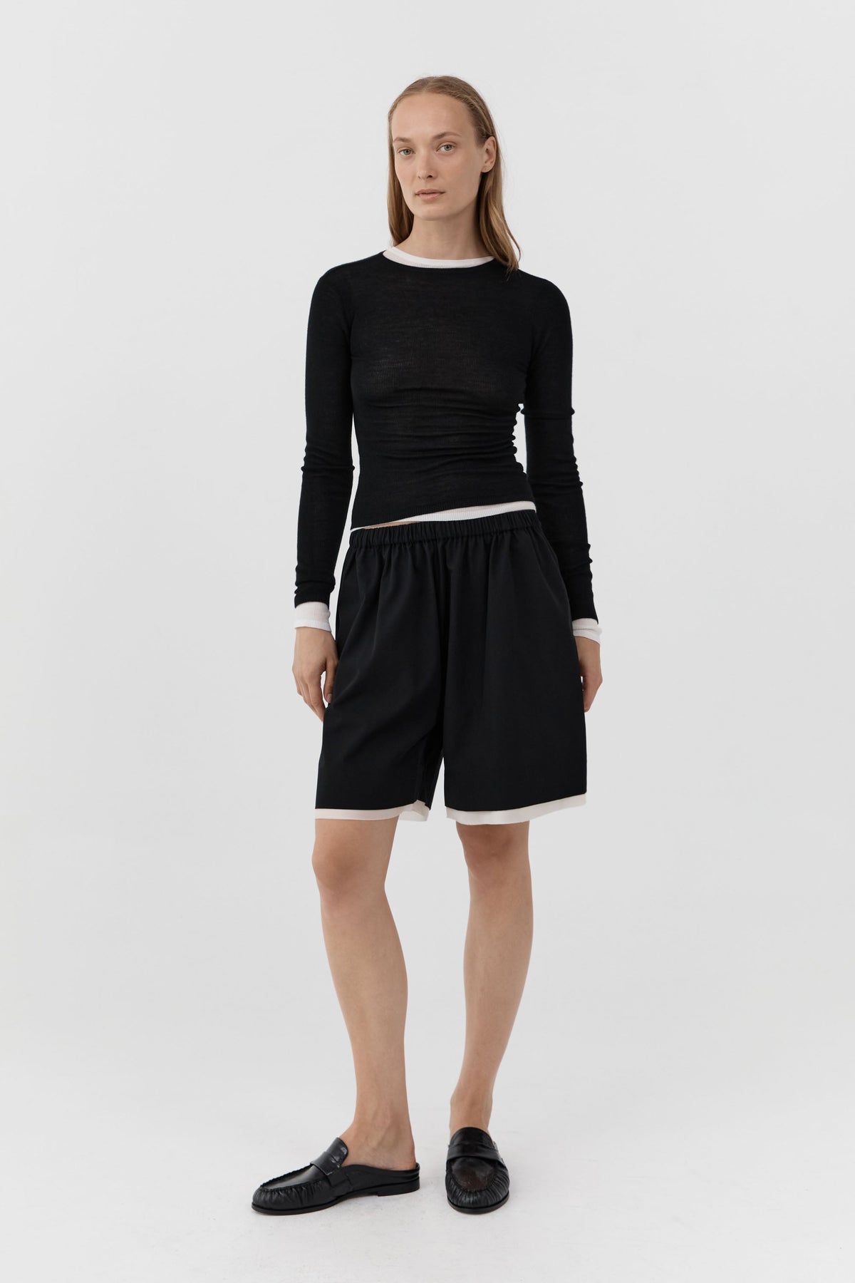 Layered Bermuda Shorts - Black