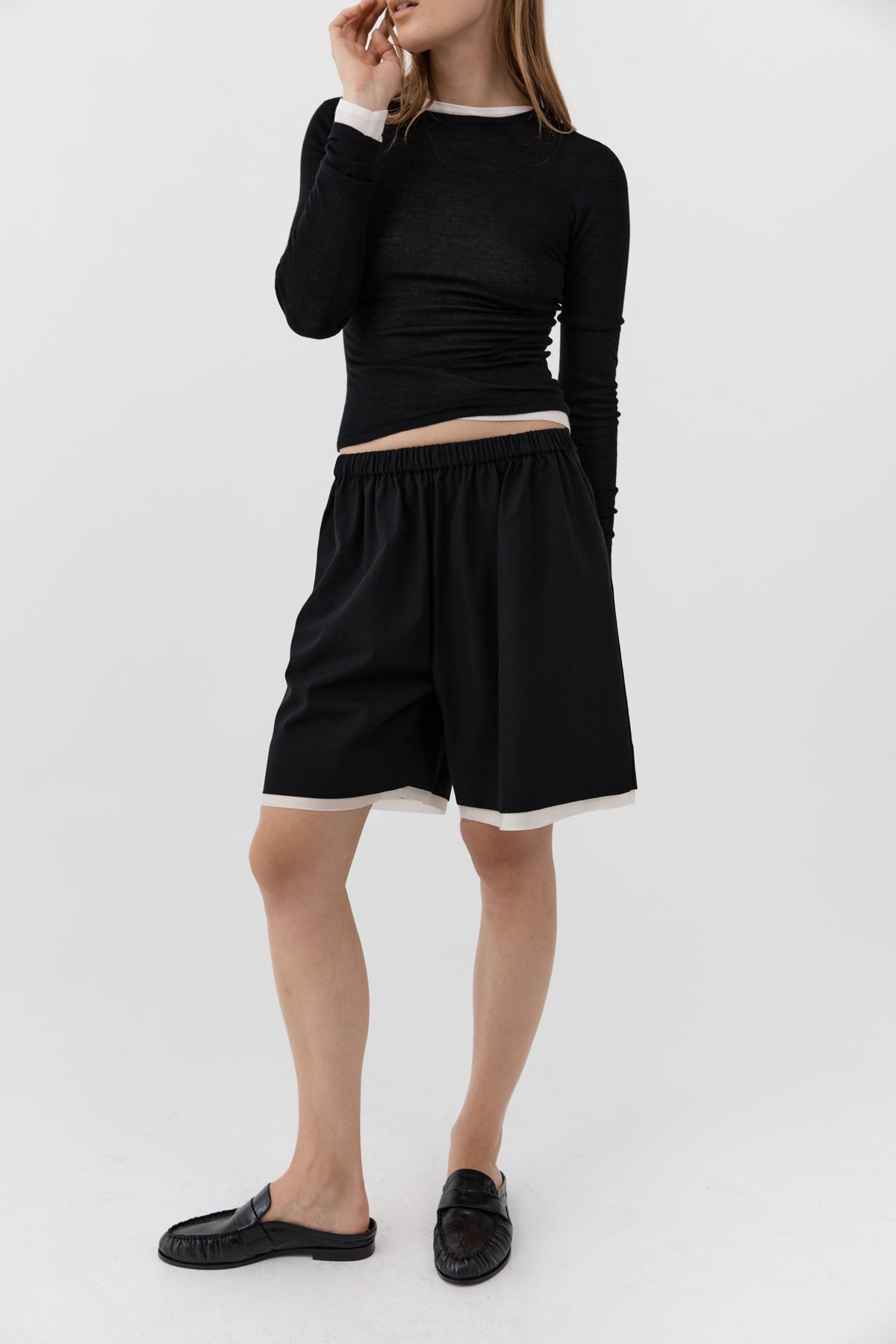 Layered Bermuda Shorts - Black