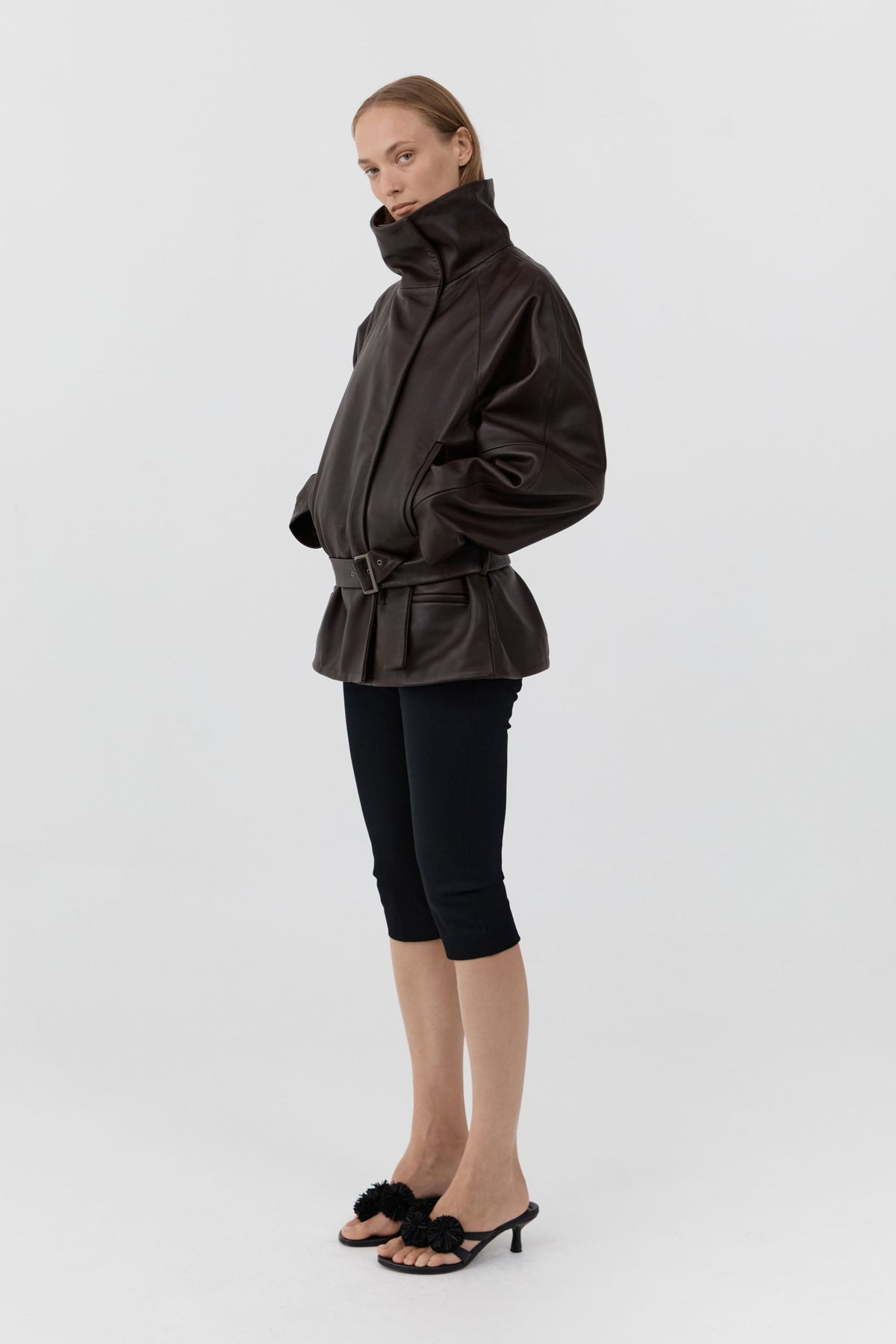 Leather Cinch Jacket - Chocolate