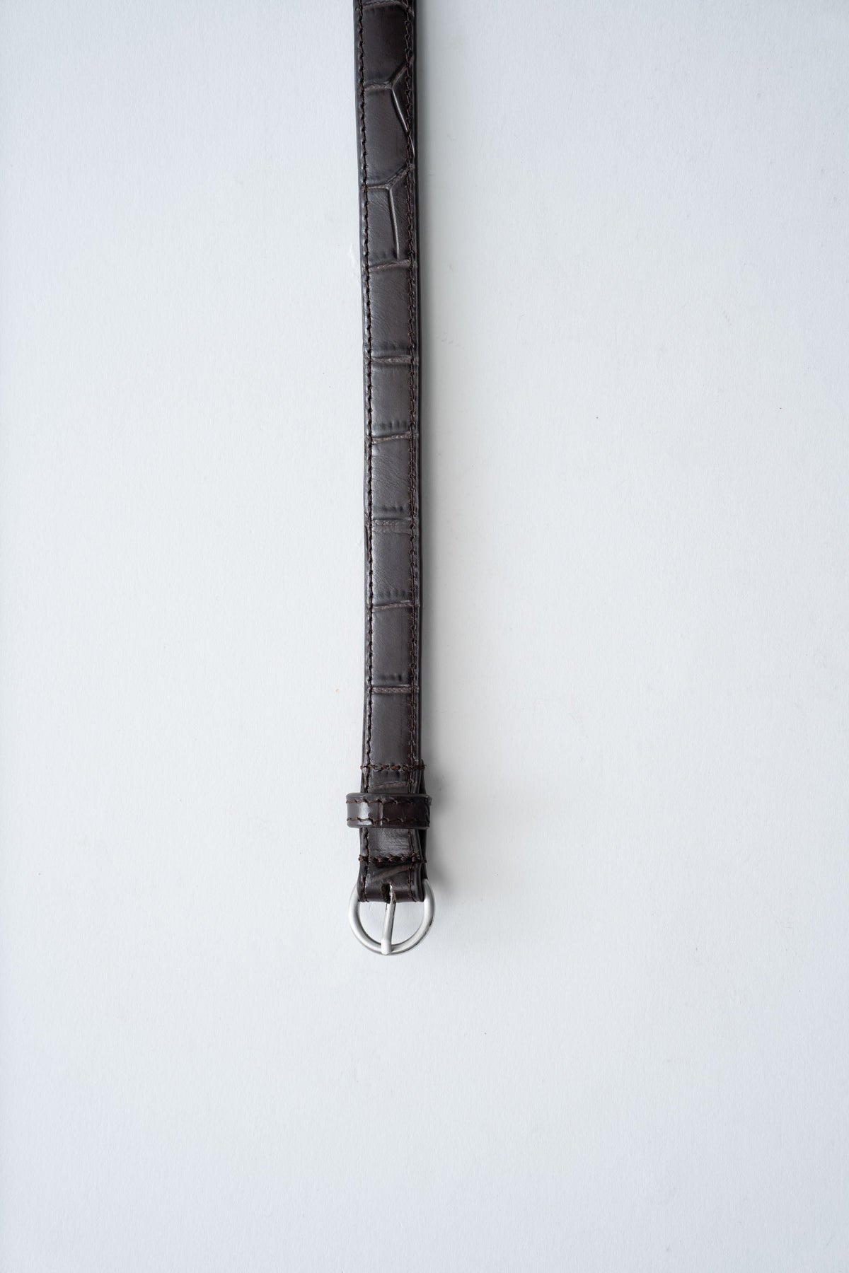 Minimal Slim Belt - Croc Embossed Coffee