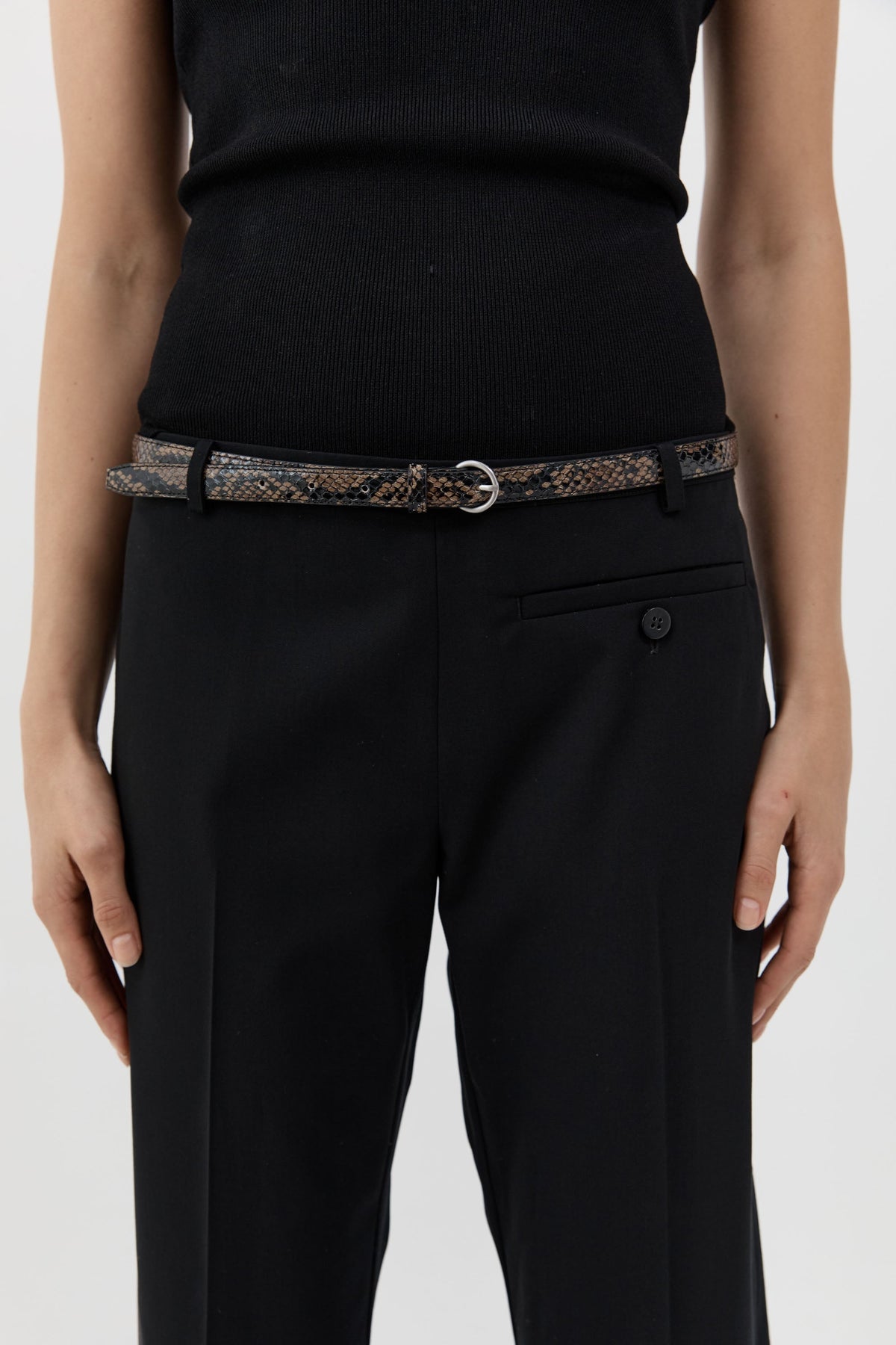 Minimal Slim Belt - Python Embossed