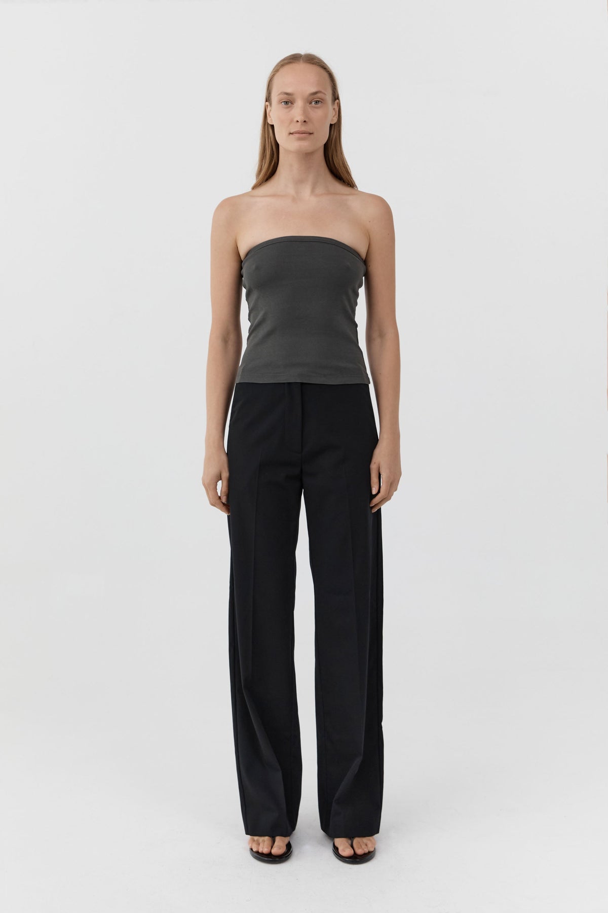 Organic Cotton 90s Strapless Top - Dark Moss