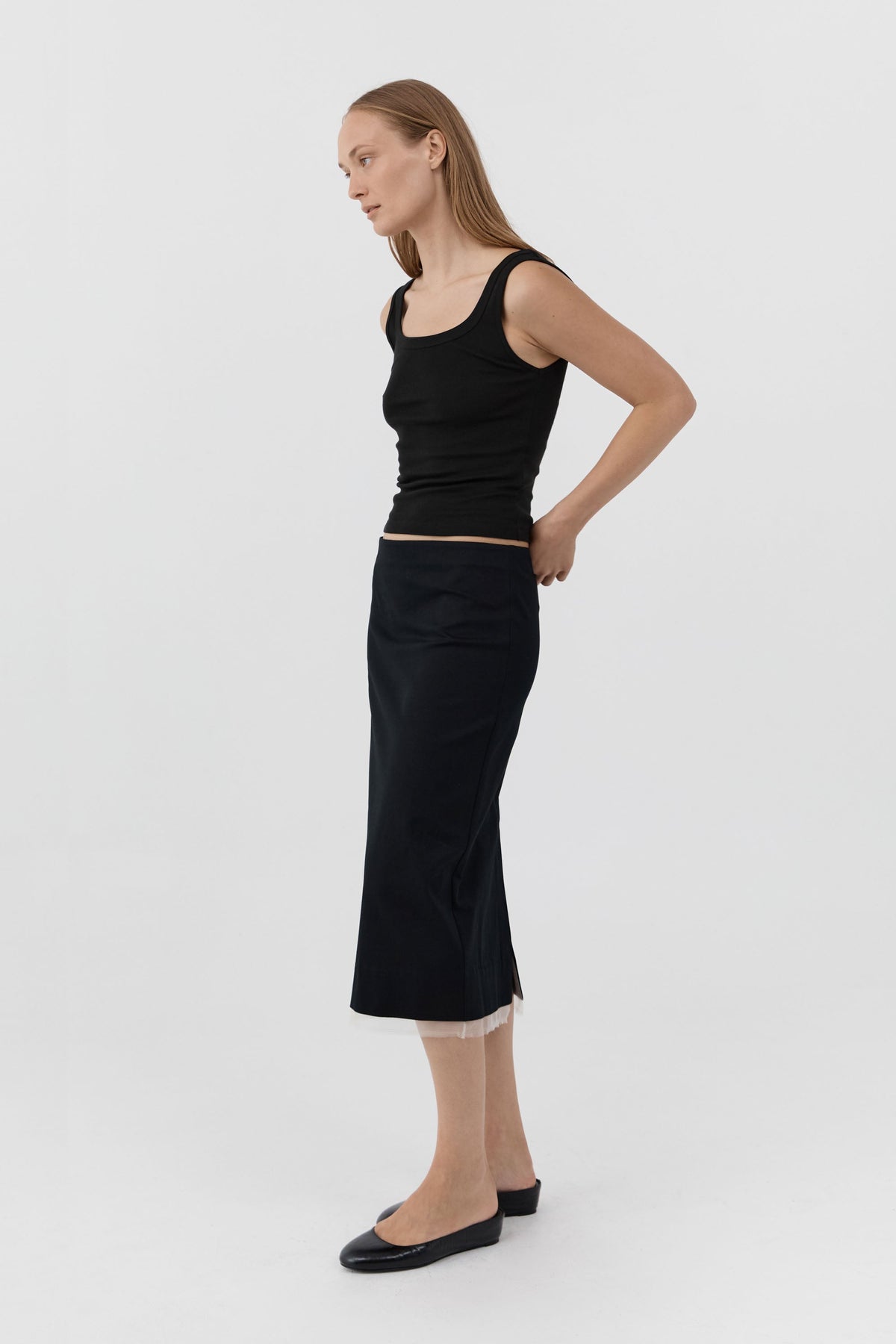 Organic Cotton Scooped Ballerina Top - Jet Black