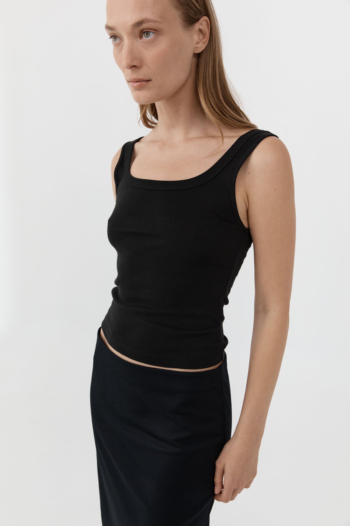 Organic Cotton Scooped Ballerina Top - Jet Black