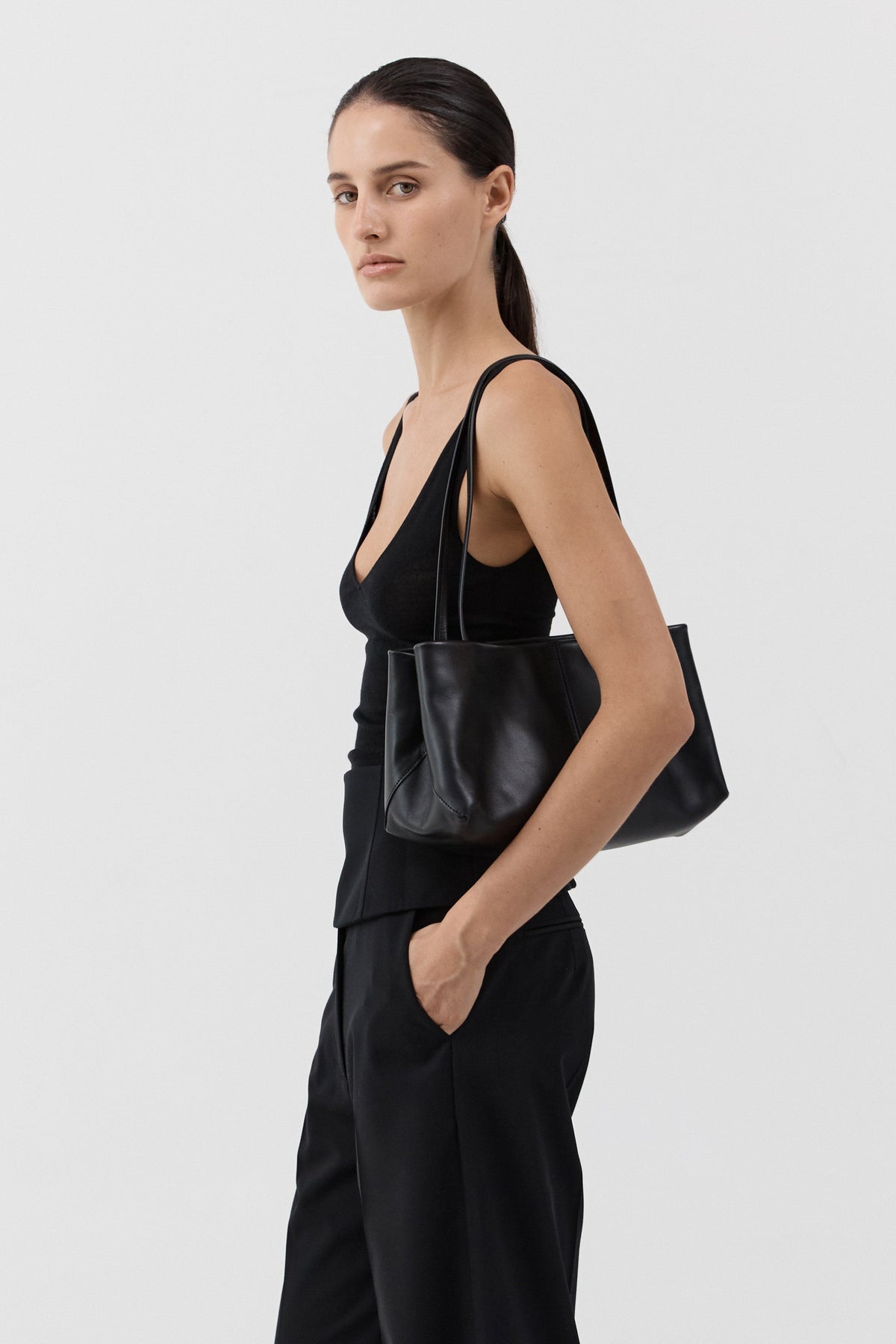 Origami Tote - Black Smooth