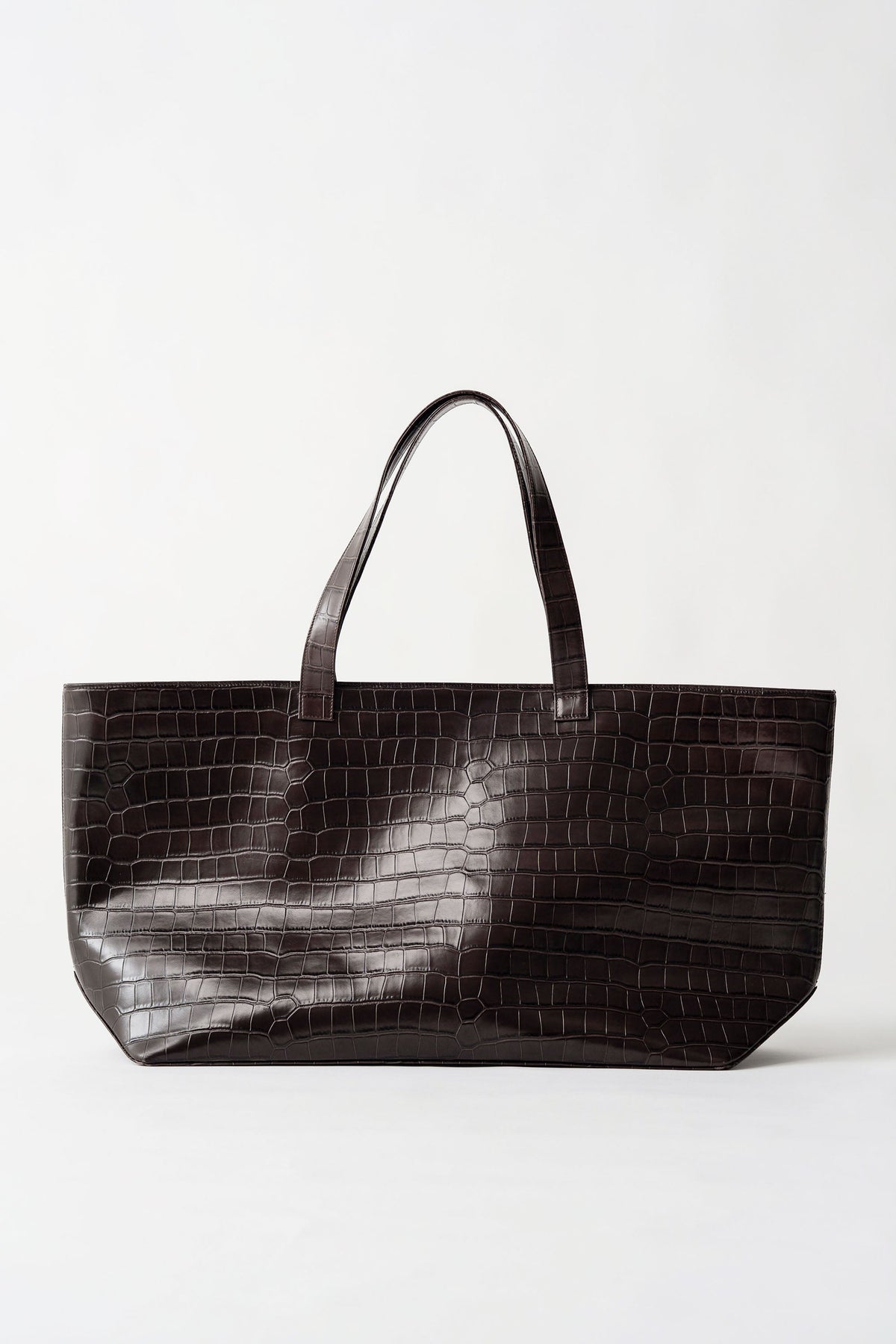 Oversized Carryall Tote - Croc Embossed Coffee