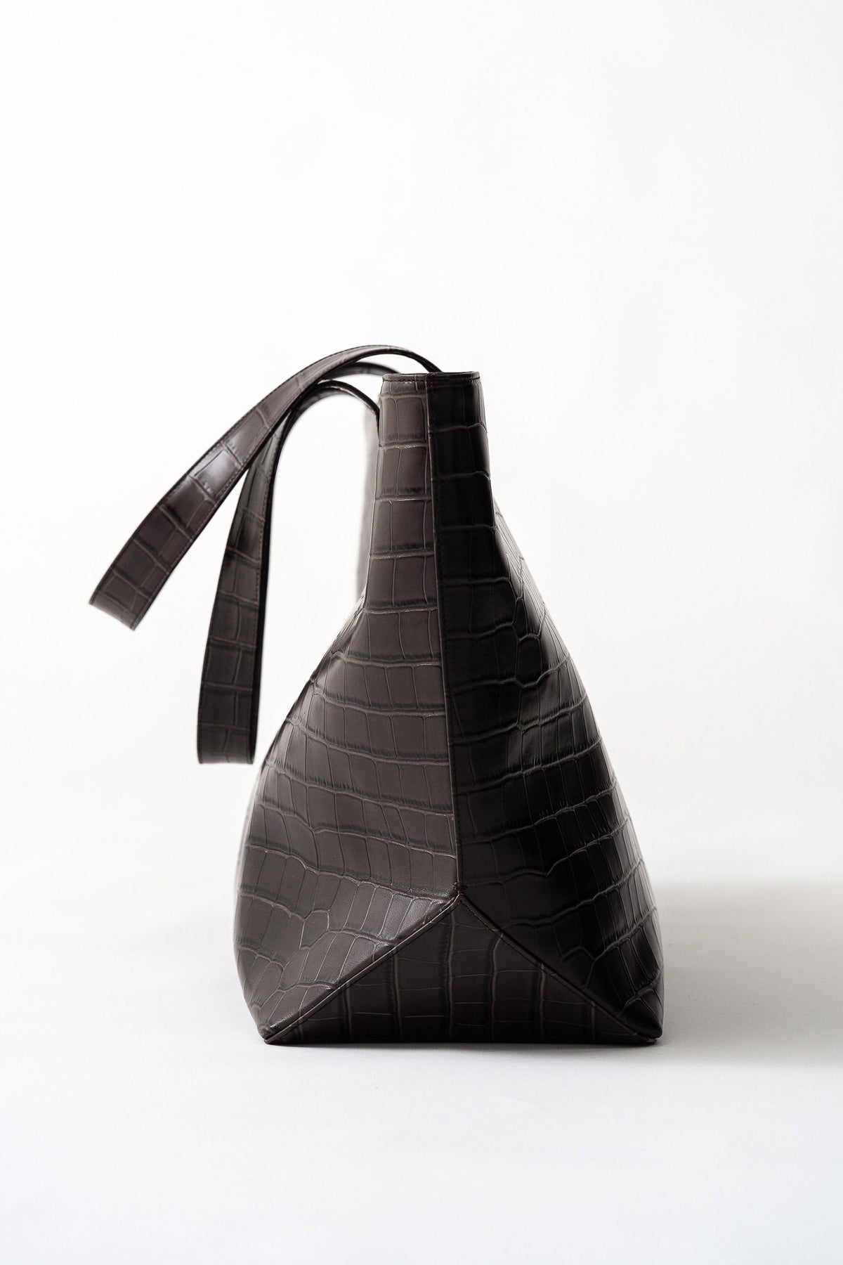 Oversized Carryall Tote - Croc Embossed Coffee