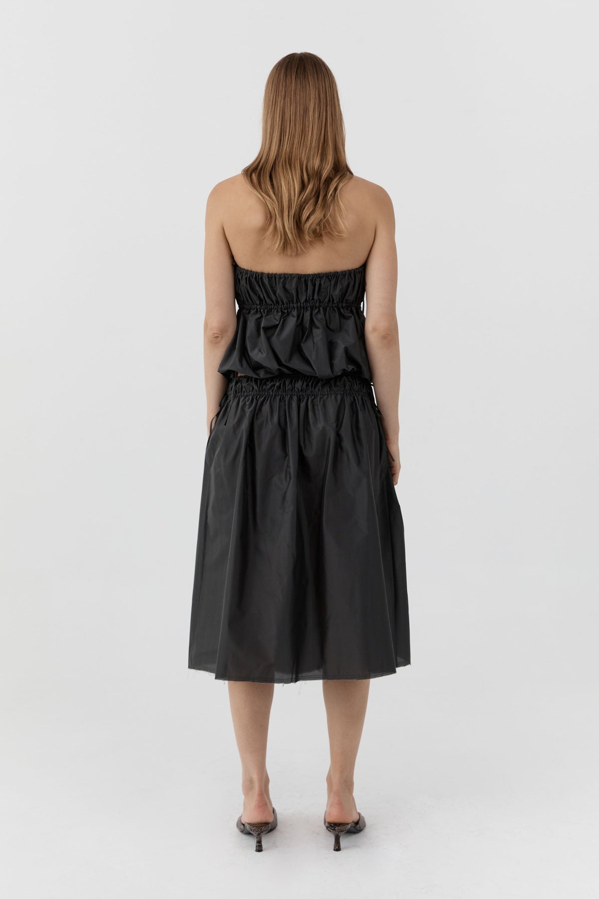 Paper Taffeta Drawstring Skirt - Dark Vetiver